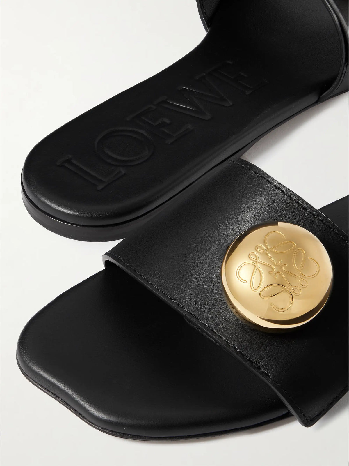 Pebble Embellished Leather Slides