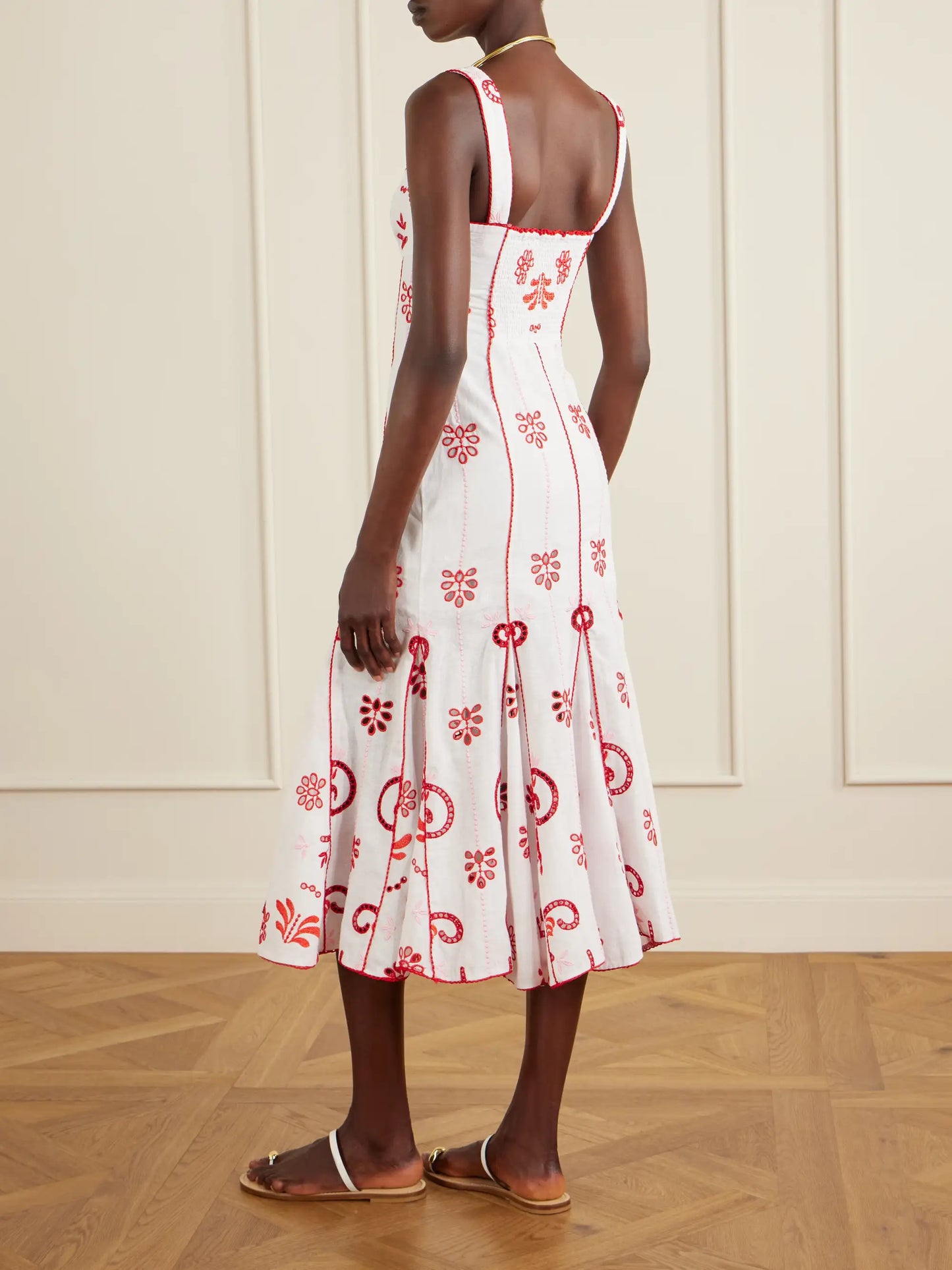 Naia Tiered Broderie Anglaise Cotton-blend Midi Dress