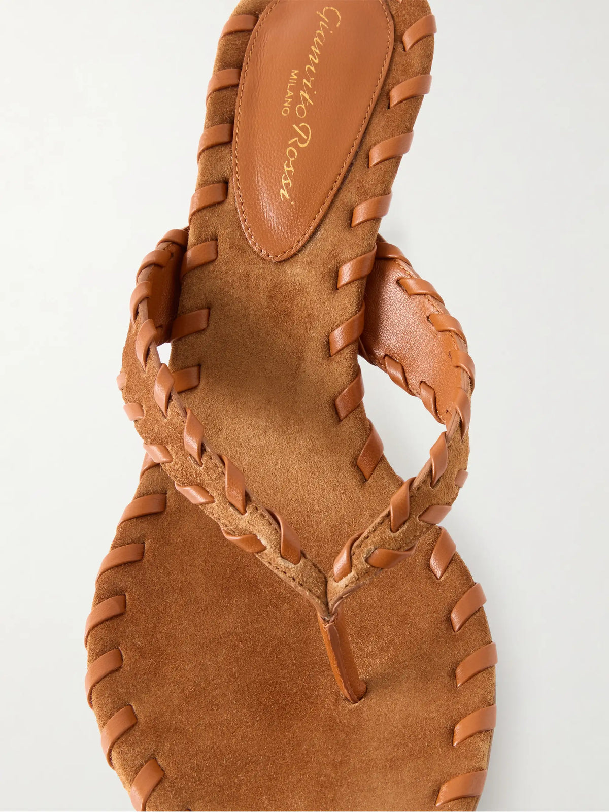 70 Whipstitched Leather-trimmed Suede Sandals
