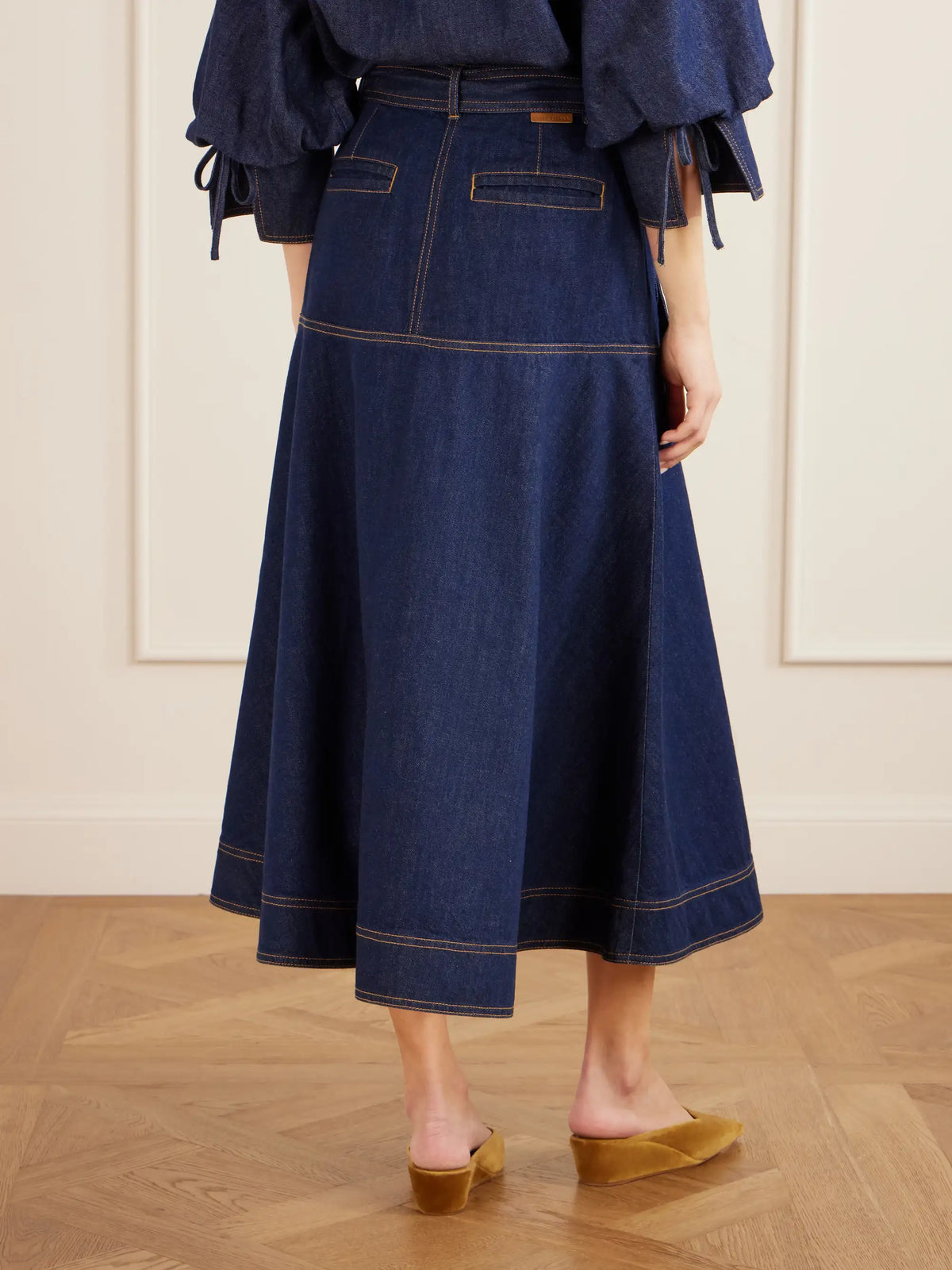 Zimmermann Belted Denim Midi Skirt