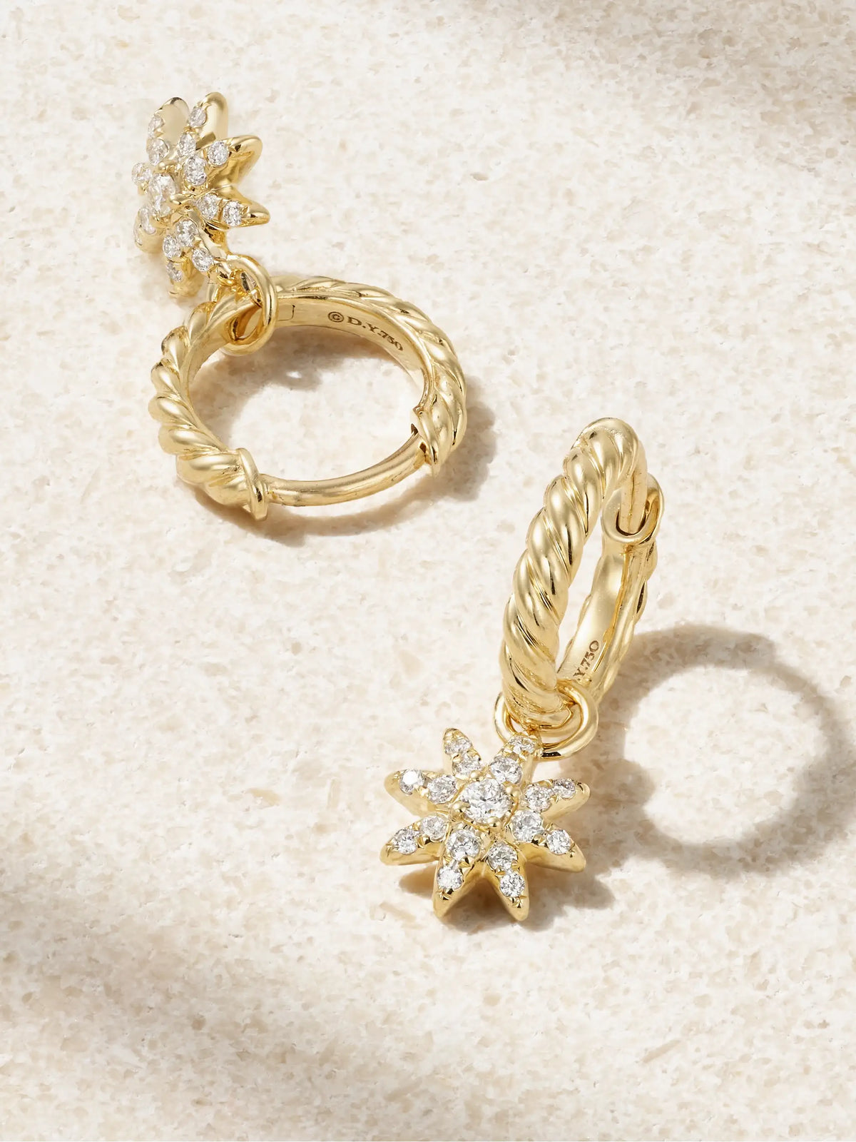 Petite Starburst 18-karat Gold Diamond Hoop Earrings