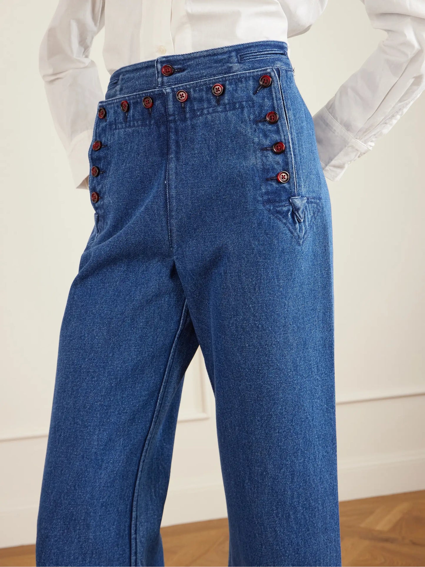 Sailor Cropped High-rise Wide-leg Jeans