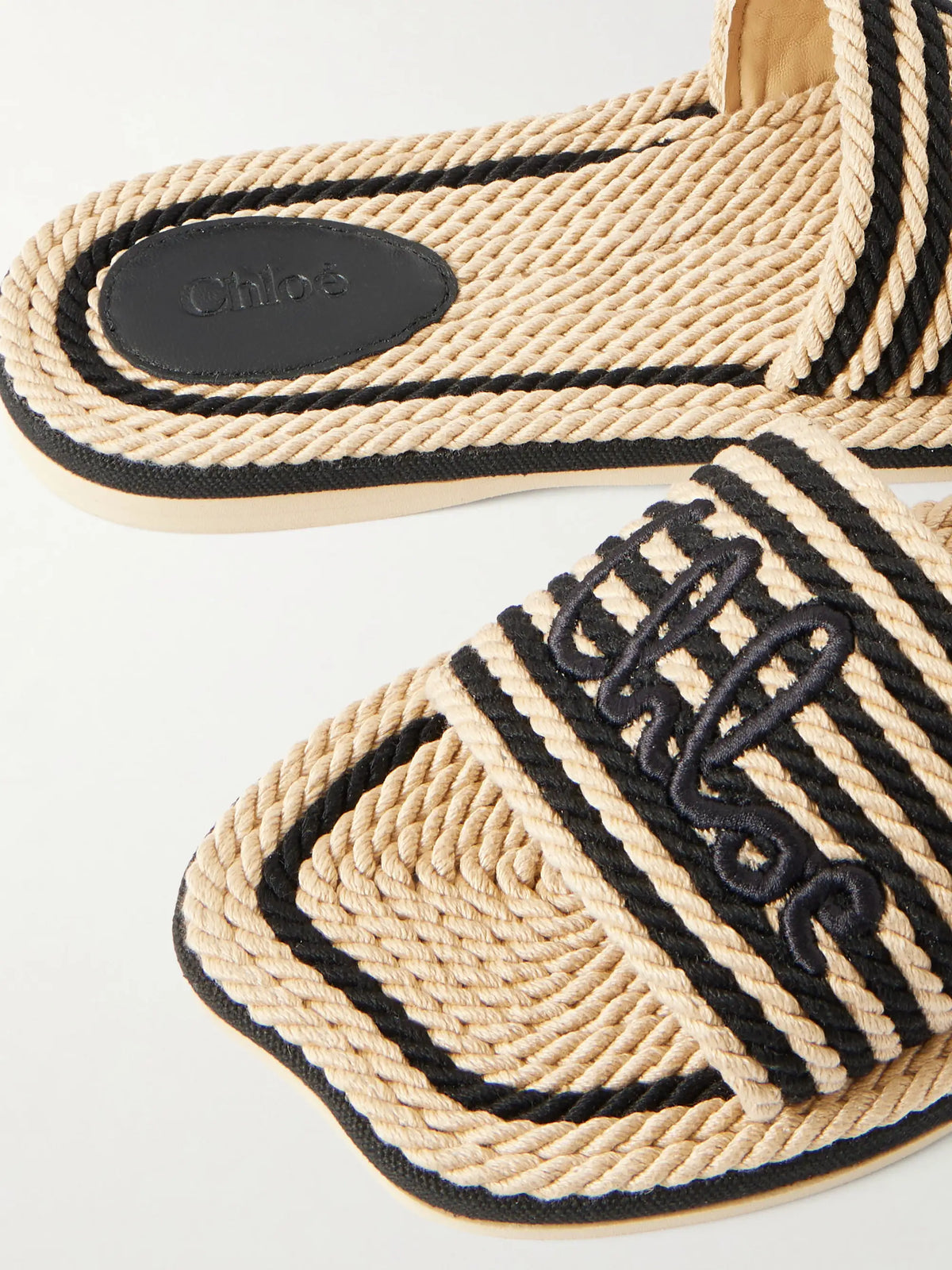 Embroidered Striped Cord Slides