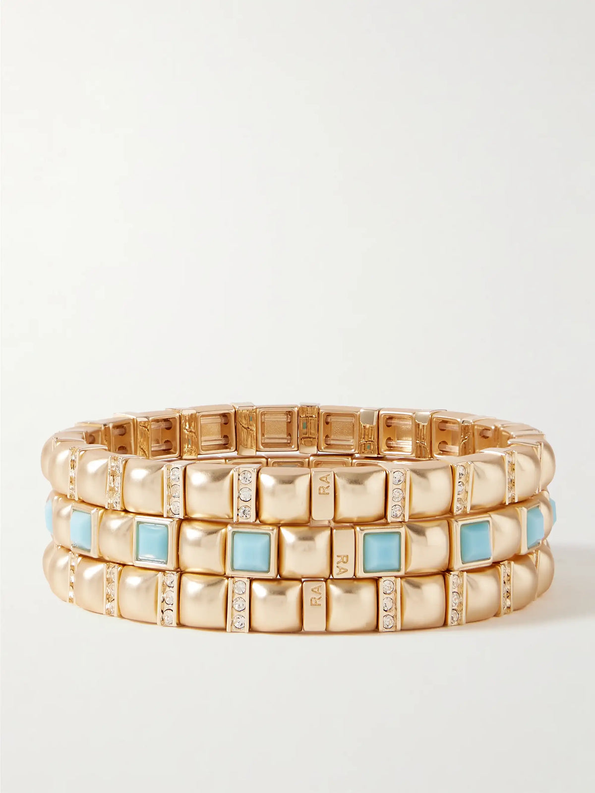The Mini Jeweled Set Of Three Gold-tone Crystal And Enamel Bracelets