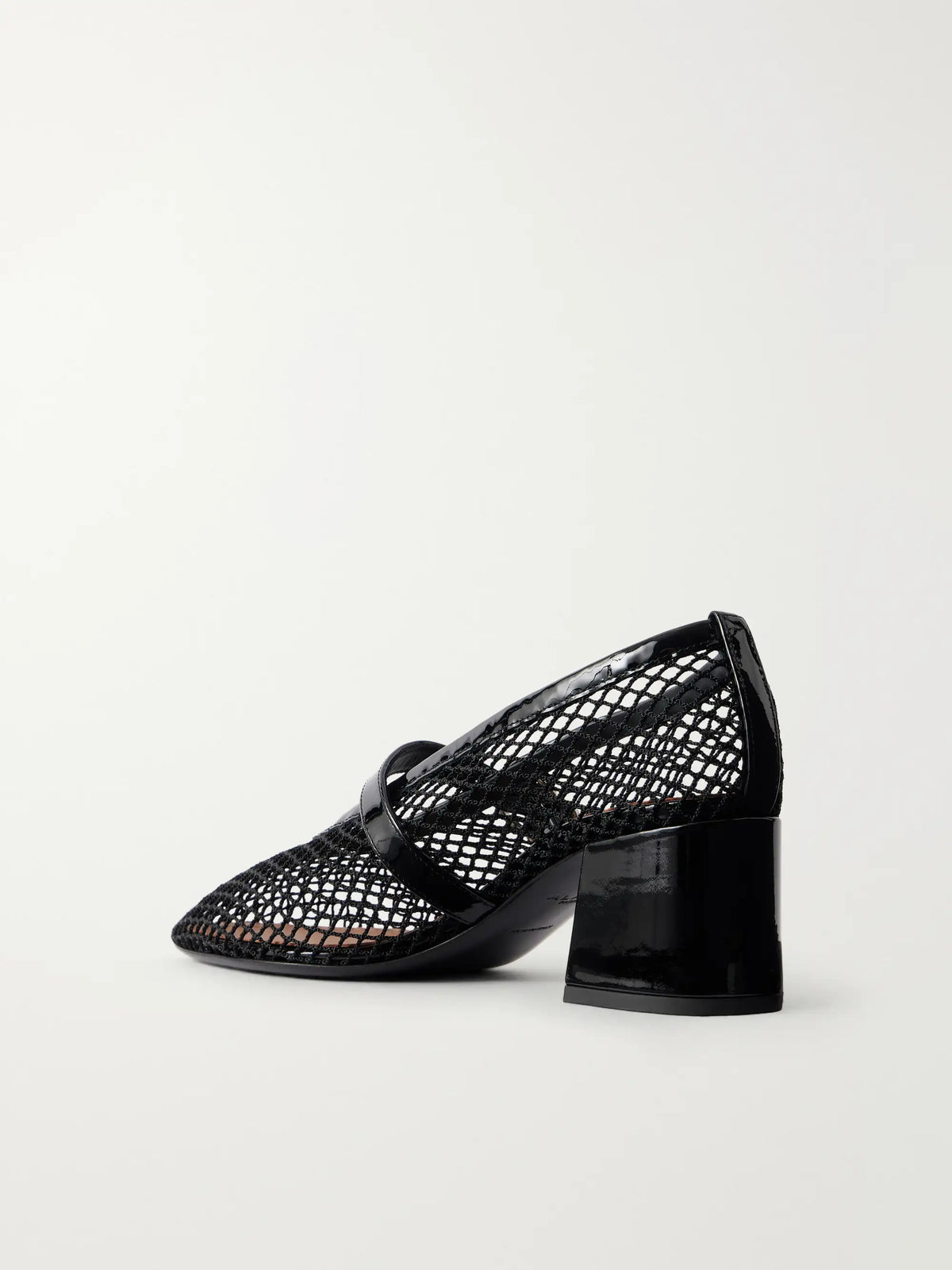 55 Patent Leather-trimmed Mesh Pumps