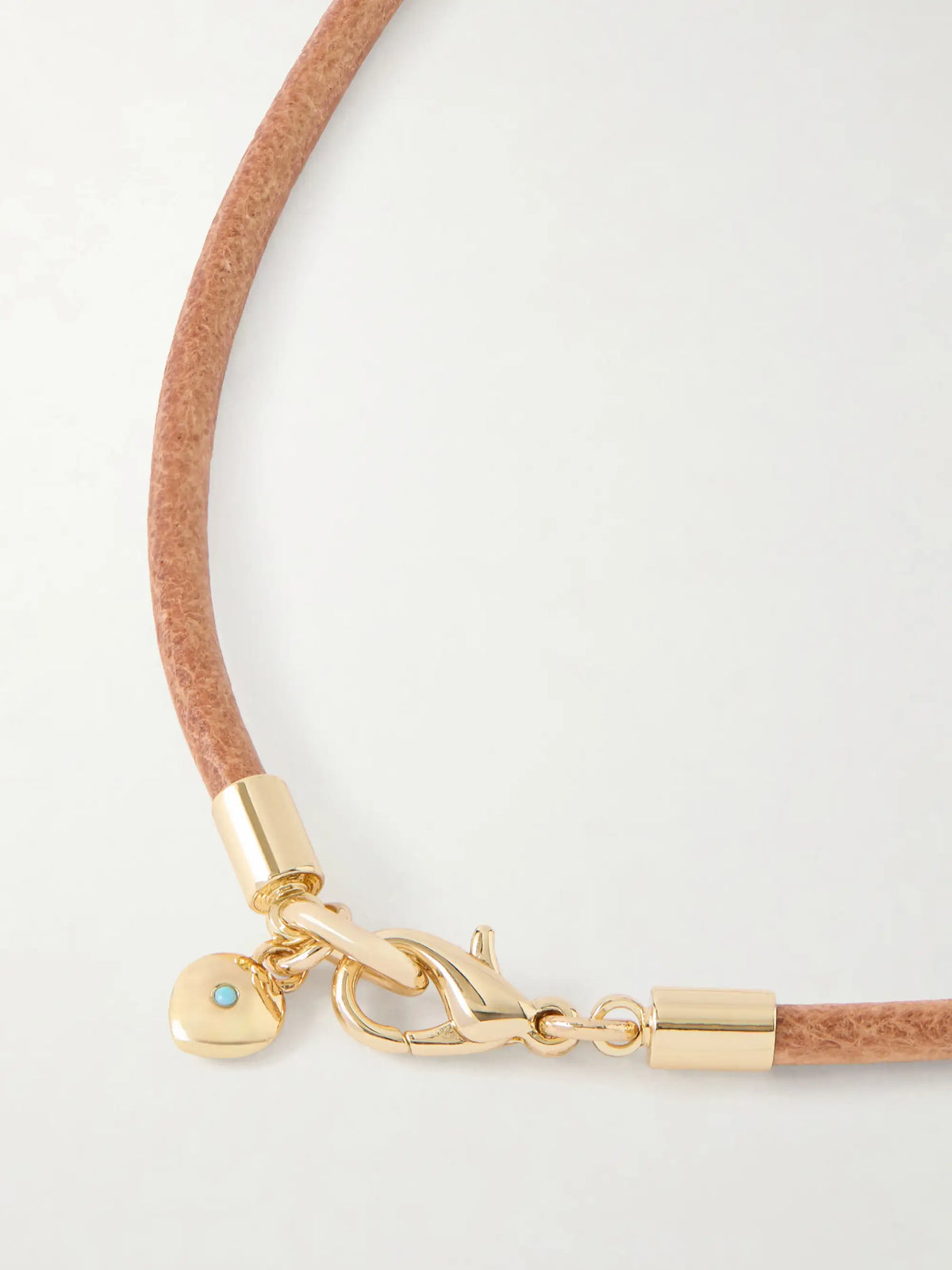 The Leather Stone Gold-tone, Multi-stone And Leather Necklace