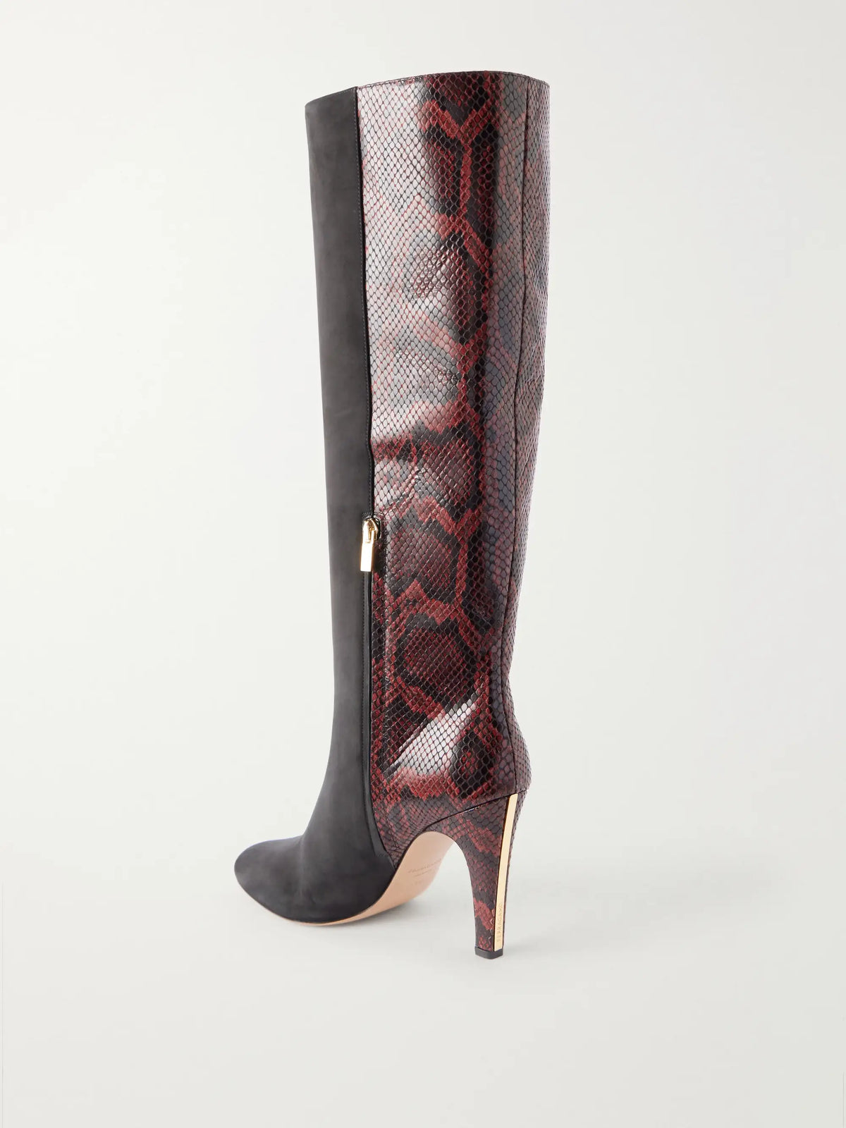 Nylu 95 Snake-effect Leather And Suede Boots
