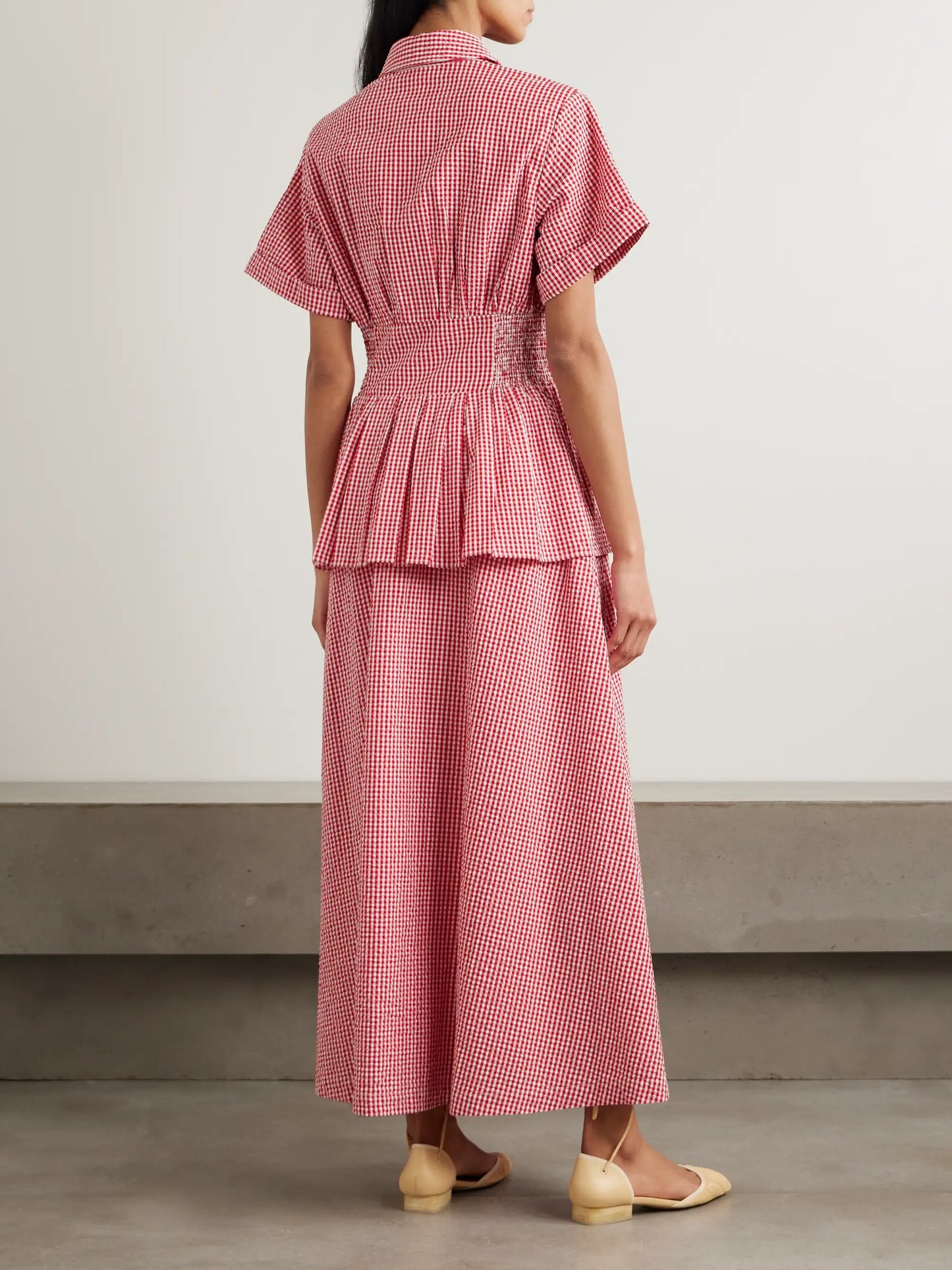 Boogie Woogie Bugle Boy Gingham Cotton-seersucker Maxi Shirt Dress