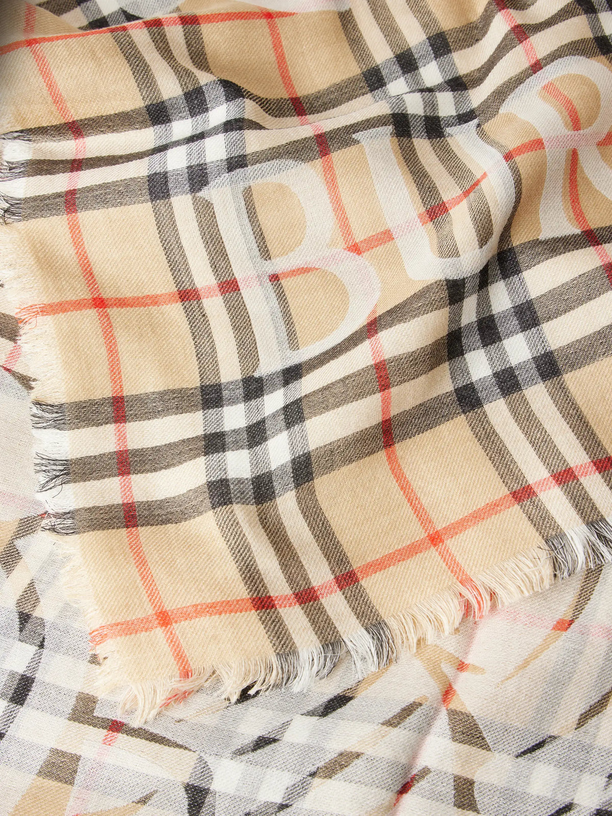 Frayed Printed Checked Wool And Silk-blend Scarf