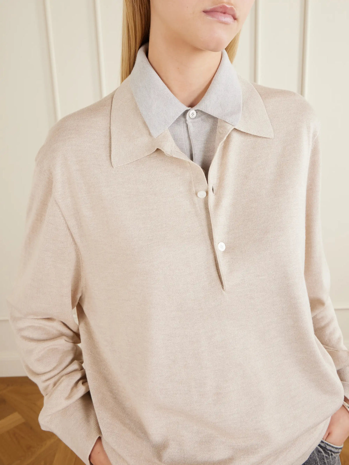 Acne Studios Layered Silk-blend Polo Sweater