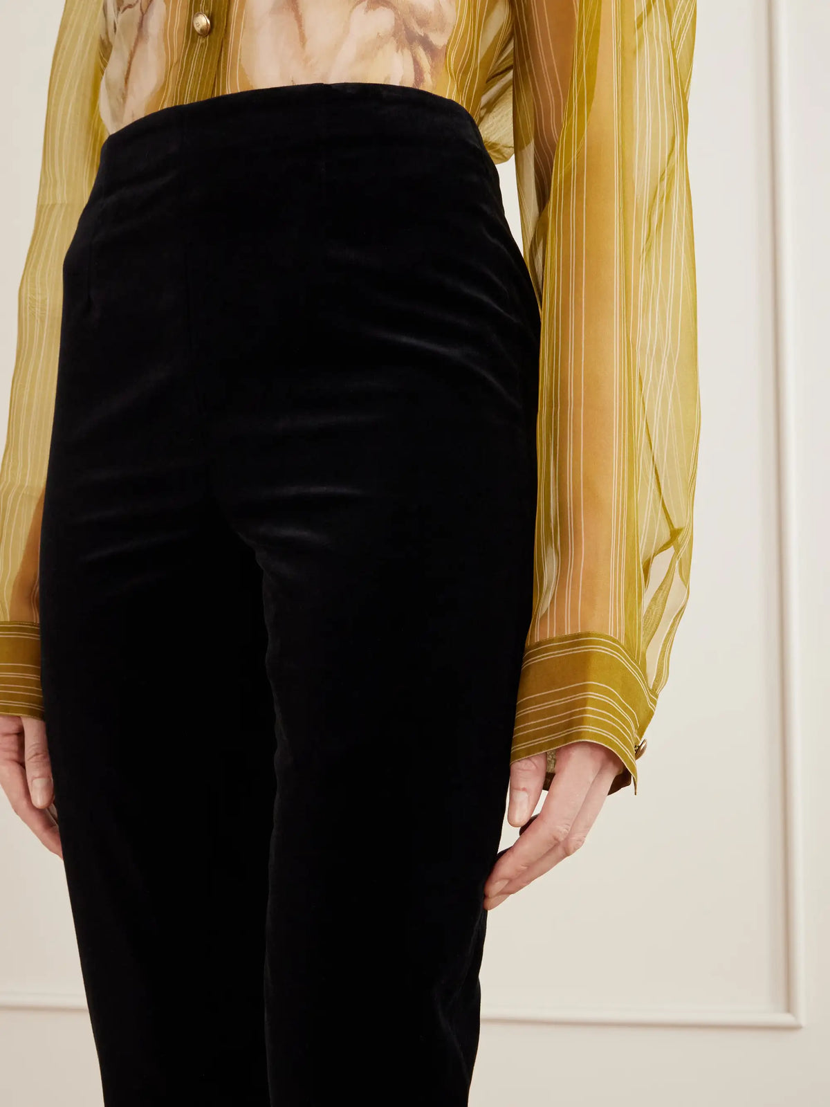 KHAITE Ryden Darted Wool-blend Velvet Straight-leg Pants