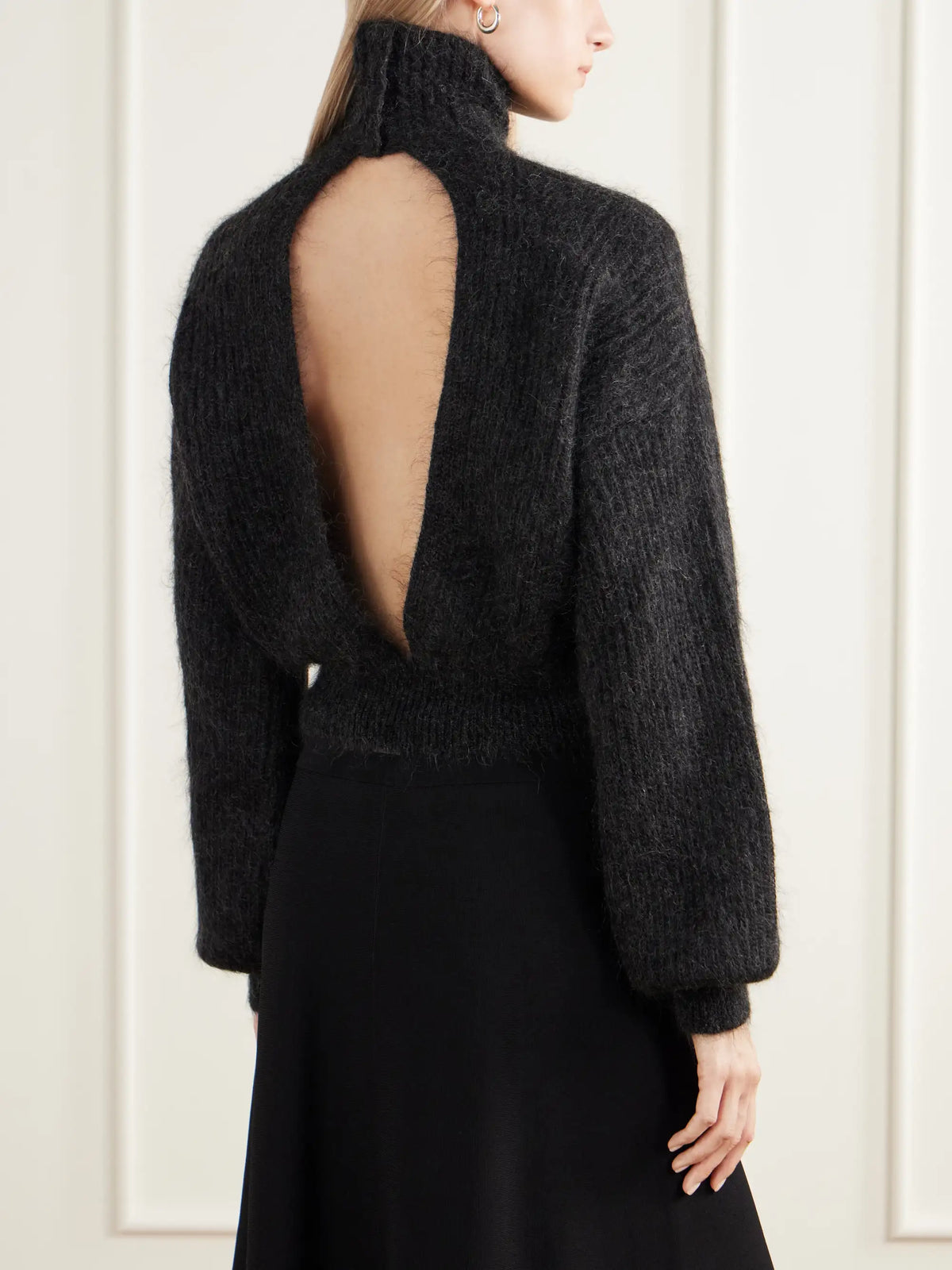 Max Mara Adorno Open-back Cropped Ribbed Mohair-blend Turtleneck Sweater