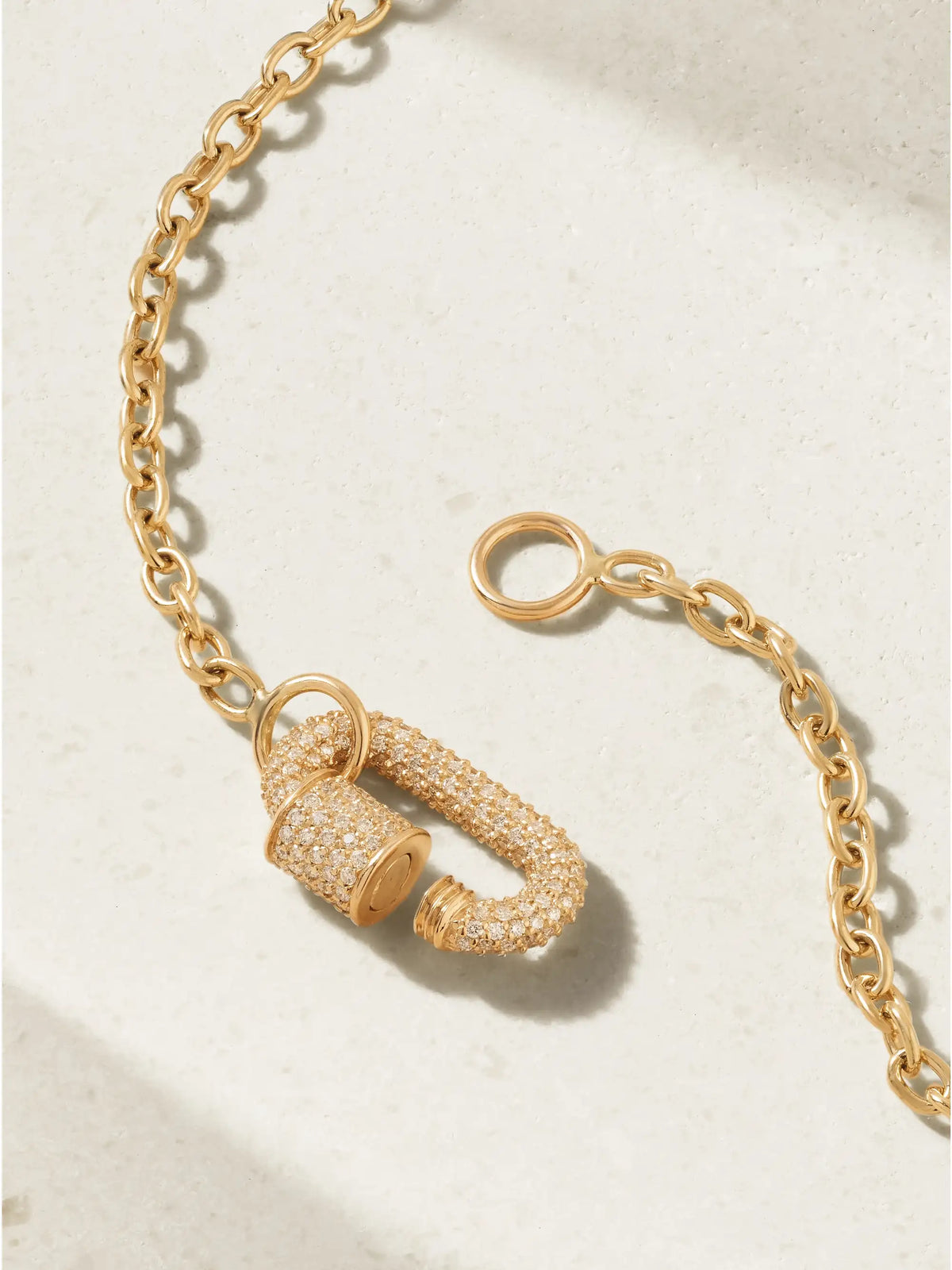 Allstone Chubby Babylock + Pulley Chain 14-karat Gold Diamond Necklace