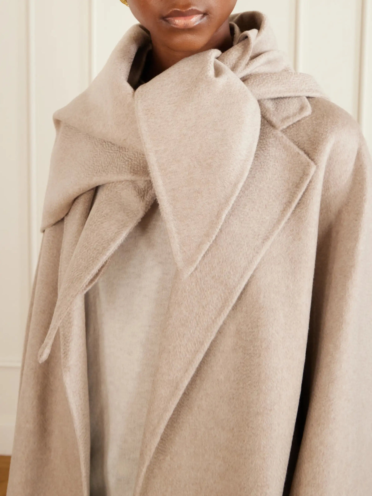 Belted Scarf-detailed Cashmere Coat