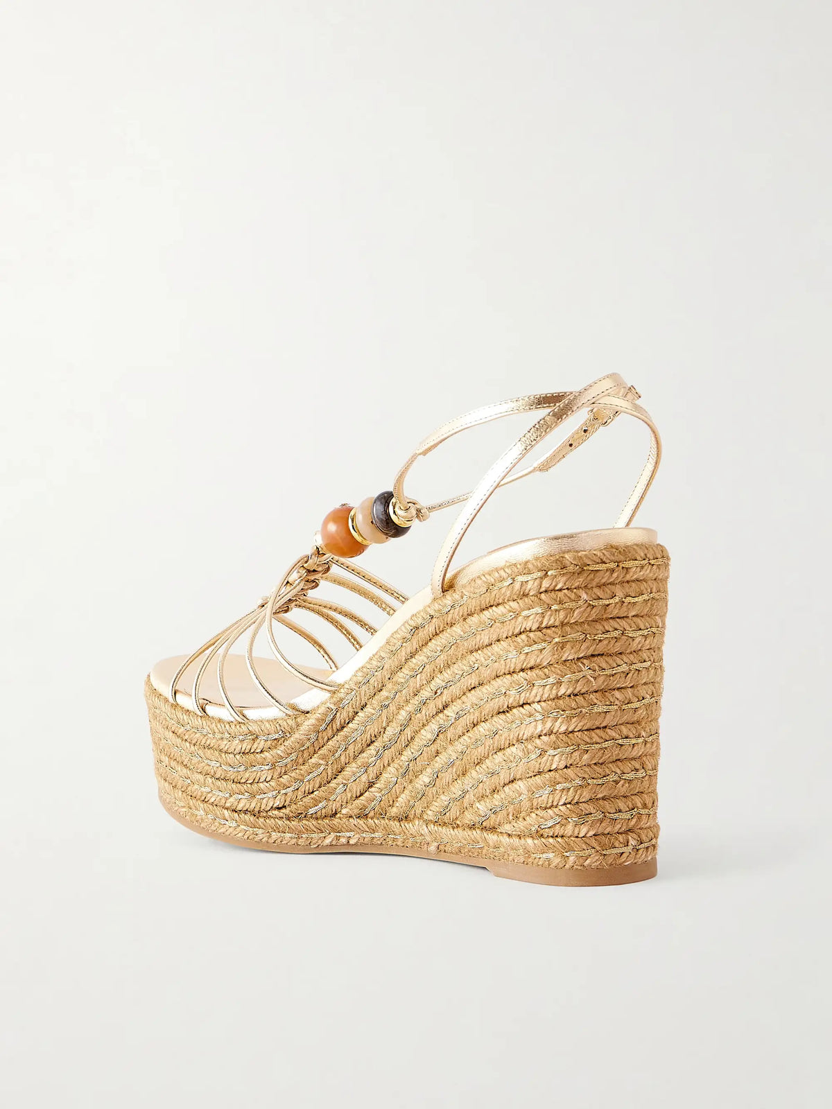 Lemi 100 Embellished Metallic-leather Platform Wedge Sandals