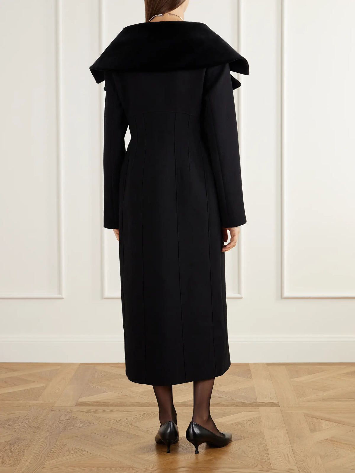 LIBEROWE Hourglass Double-breasted Wool Velour-trimmed Coat