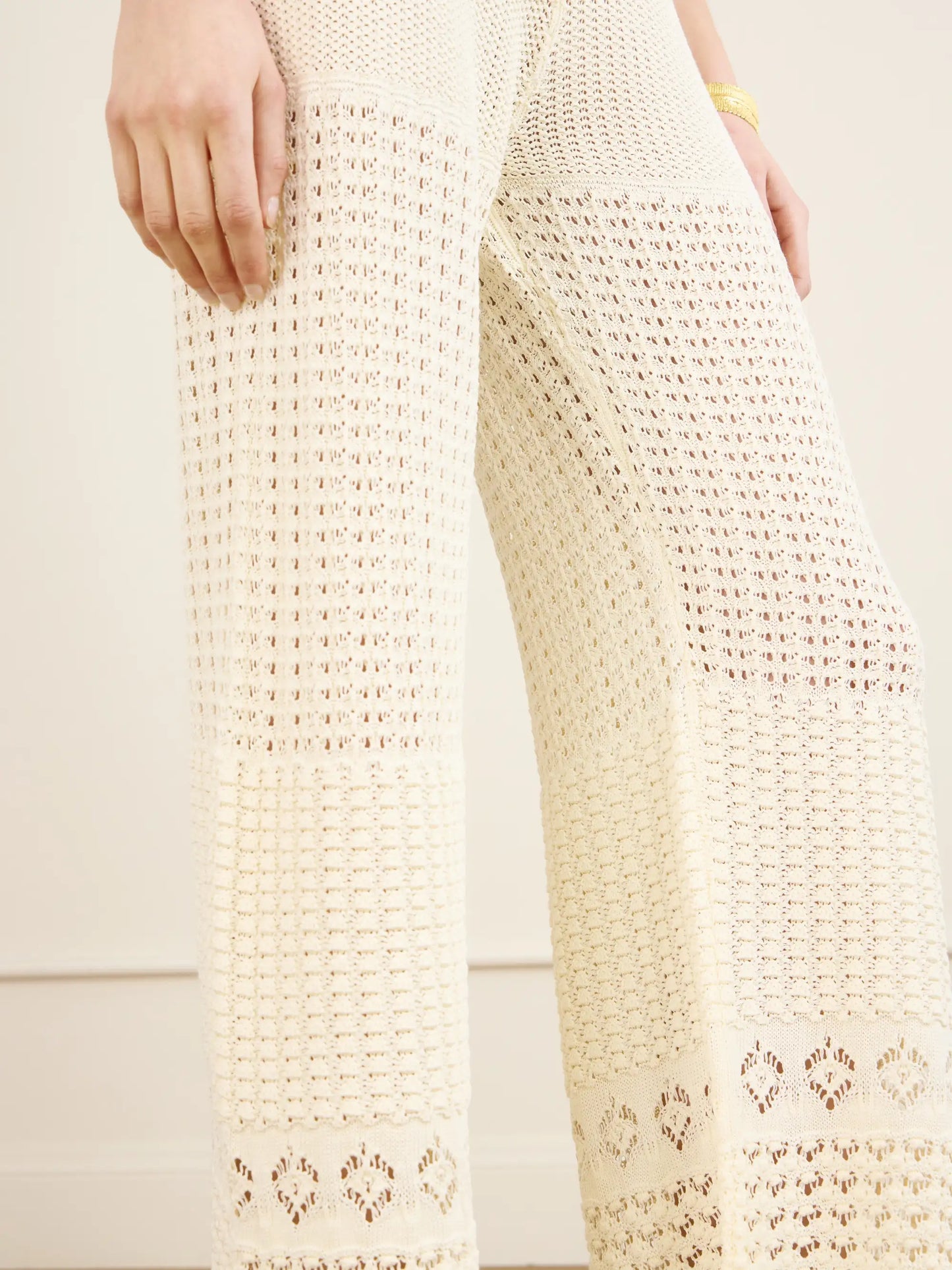 Embleme Crochet-knit Straight-leg Pants