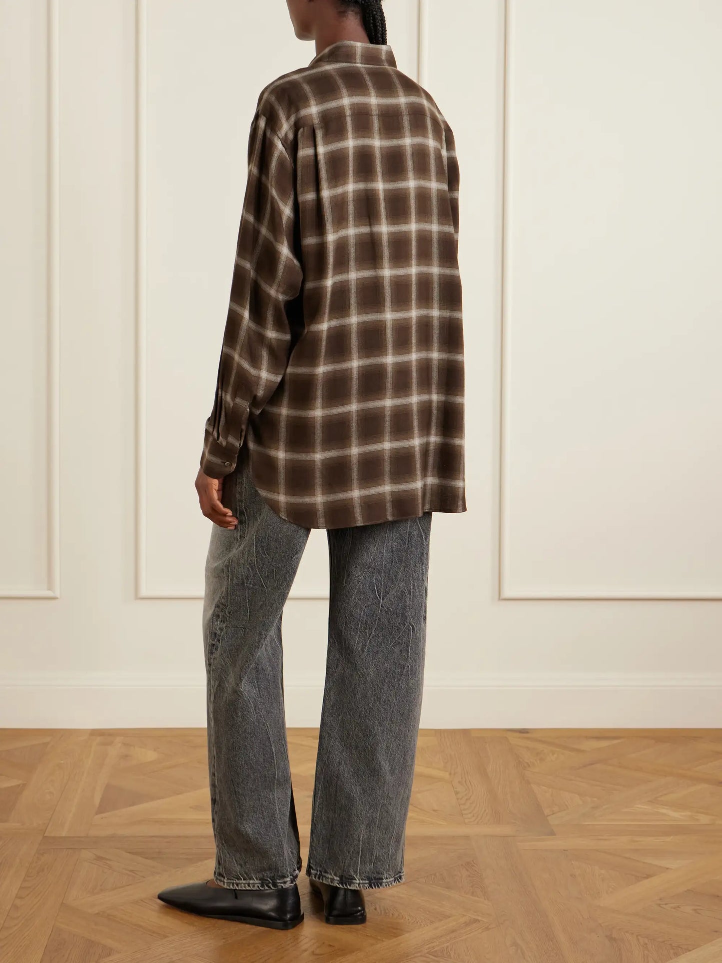 Checked Lyocell-blend Gauze Shirt