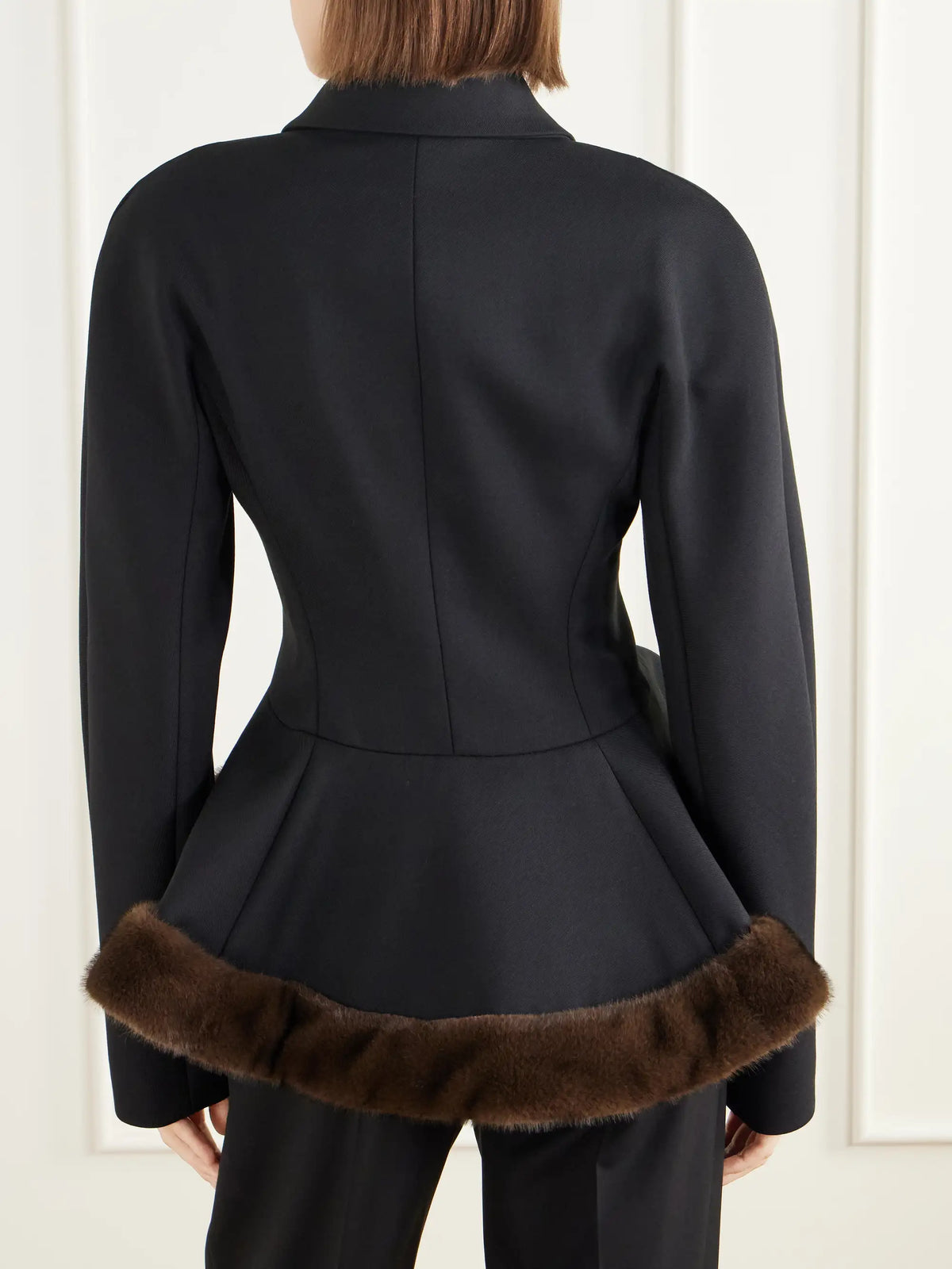 Stella McCartney Plush-trimmed Twill Peplum Jacket