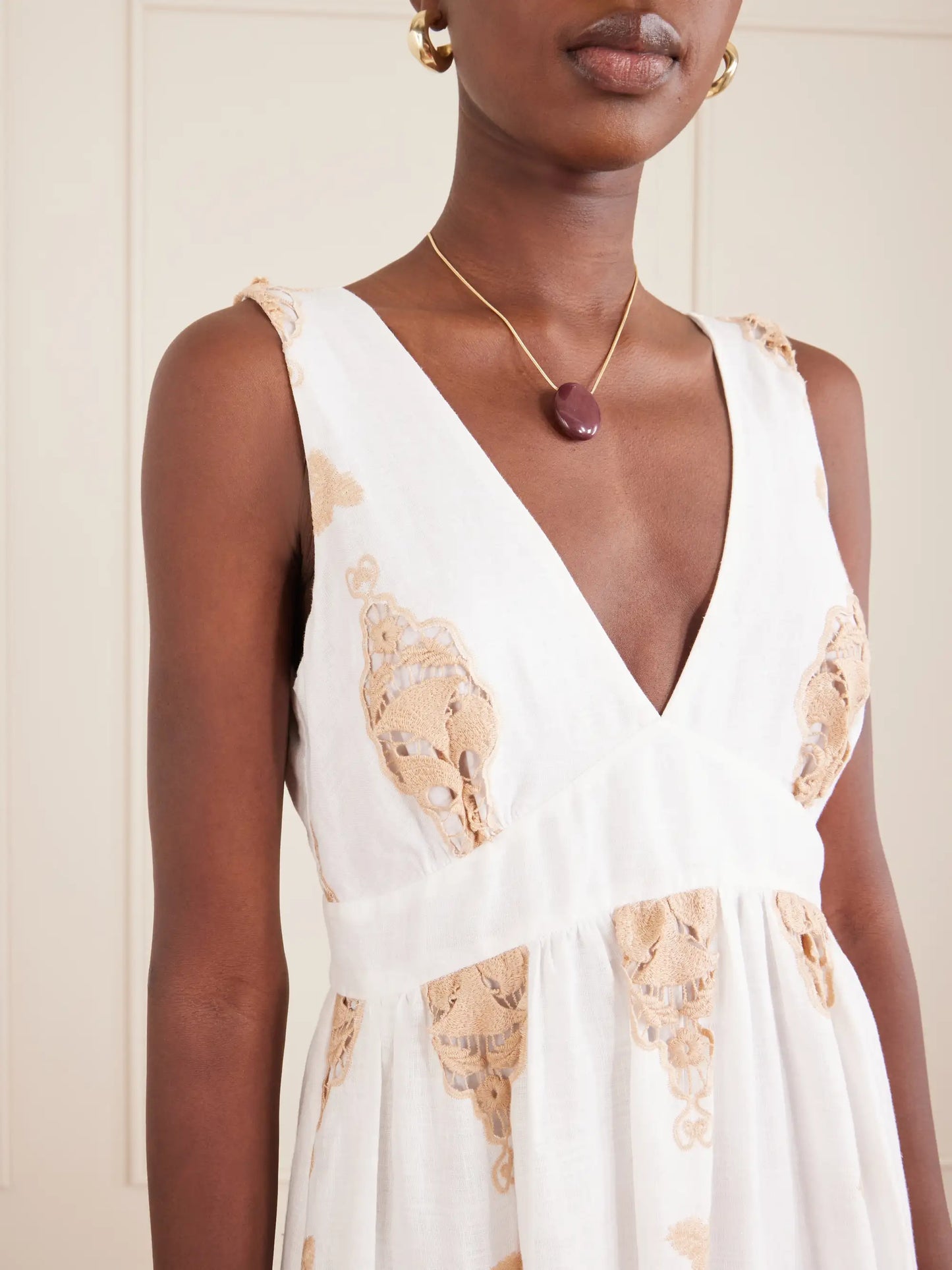 Jenny Broderie Anglaise Linen Maxi Dress