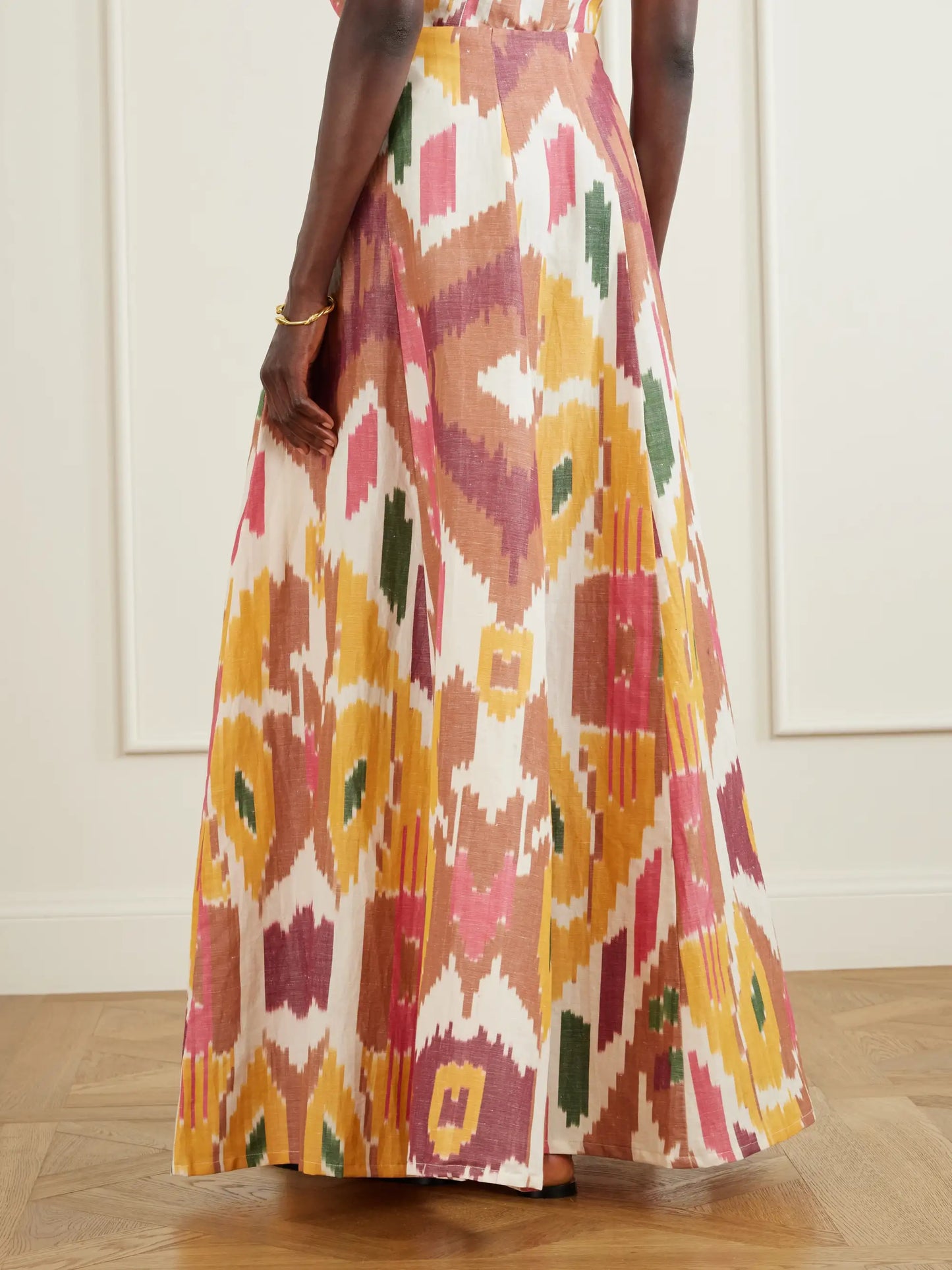 Kika Printed Cotton And Linen-blend Maxi Skirt