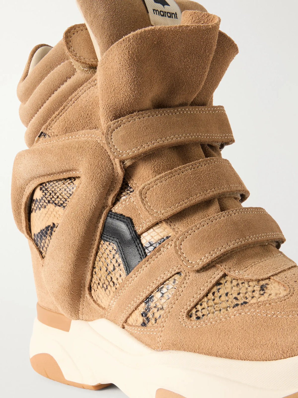 ISABEL MARANT Balskee Snake-effect Leather And Suede High-top Wedge Sneakers