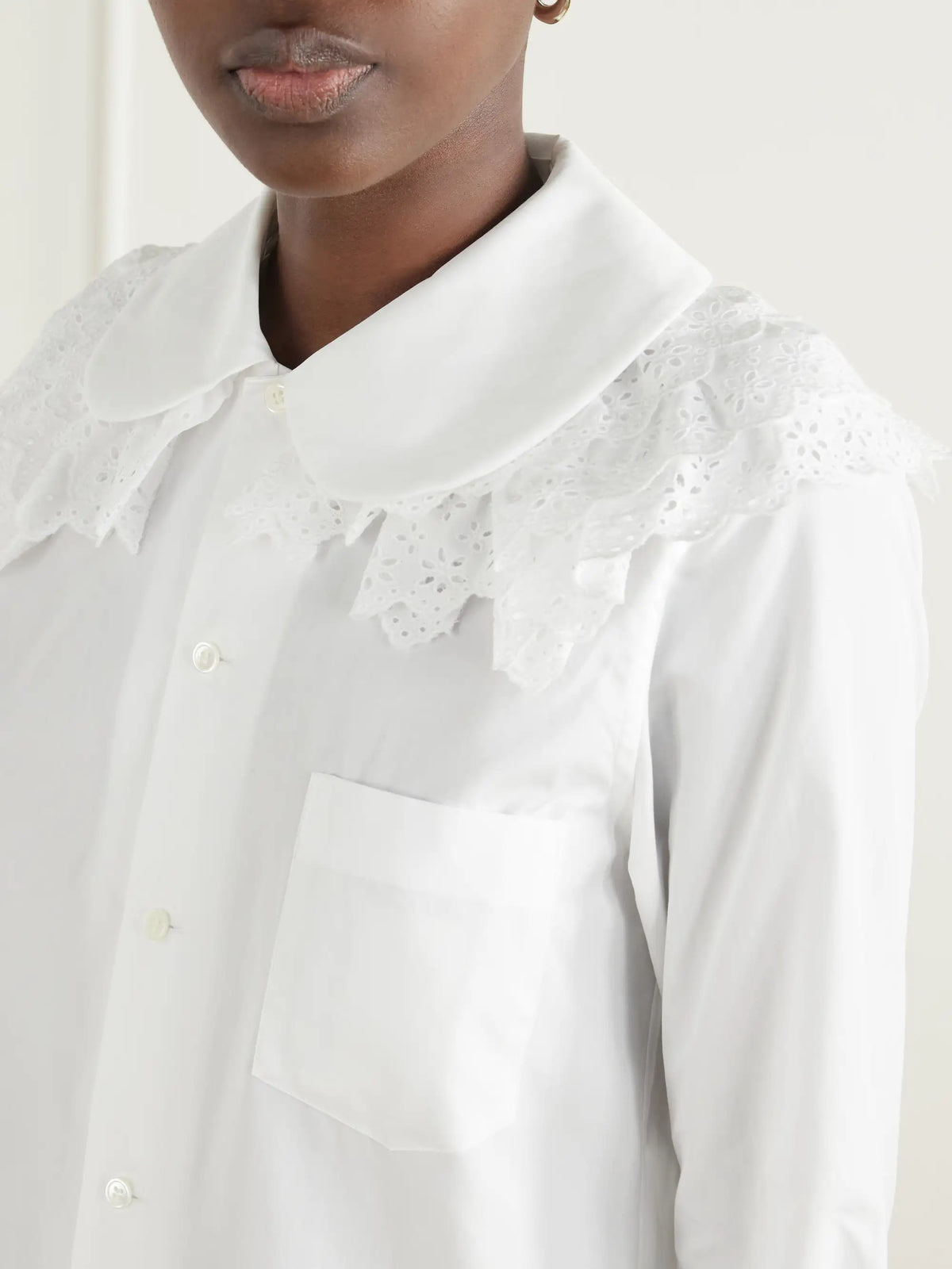 Comme des Garçons GIRL Broderie Anglaise-trimmed Cotton-poplin Blouse