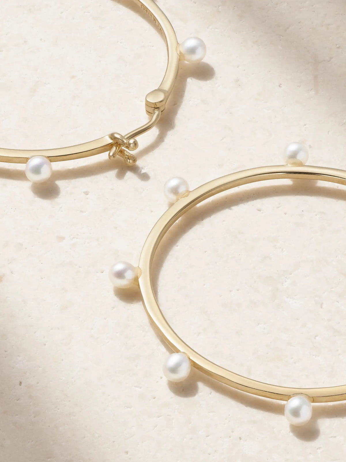 Large Dot 14-karat Gold Pearl Hoop Earrings