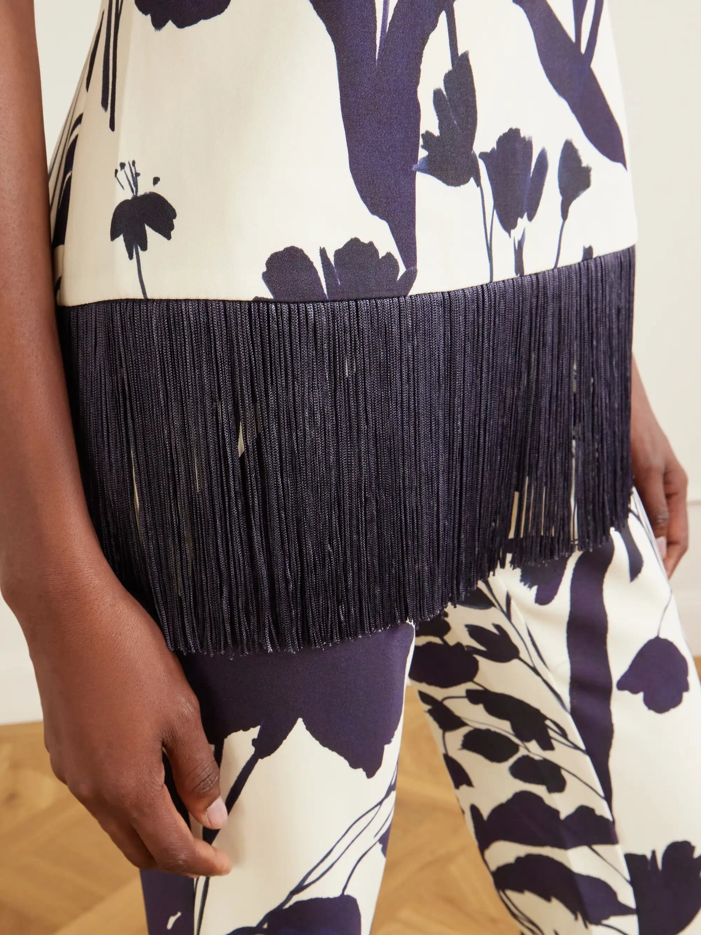 Benita Fringed Floral-print Stretch-crepe Tank