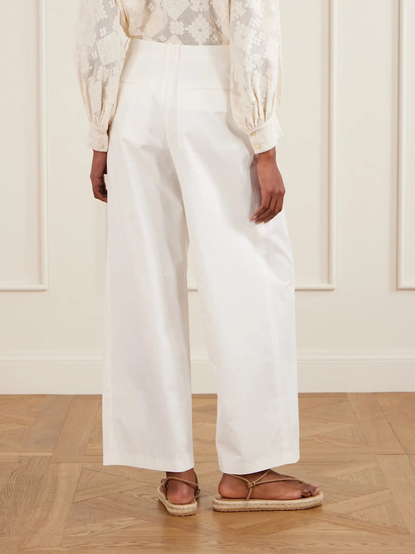 Lisa Pleated Cotton-twill Wide-leg Pants