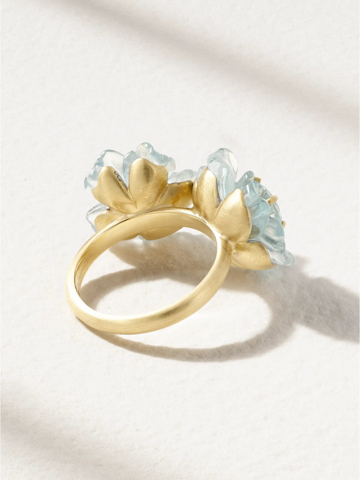 Tropical Flower Duet 18-karat Gold Aquamarine Ring