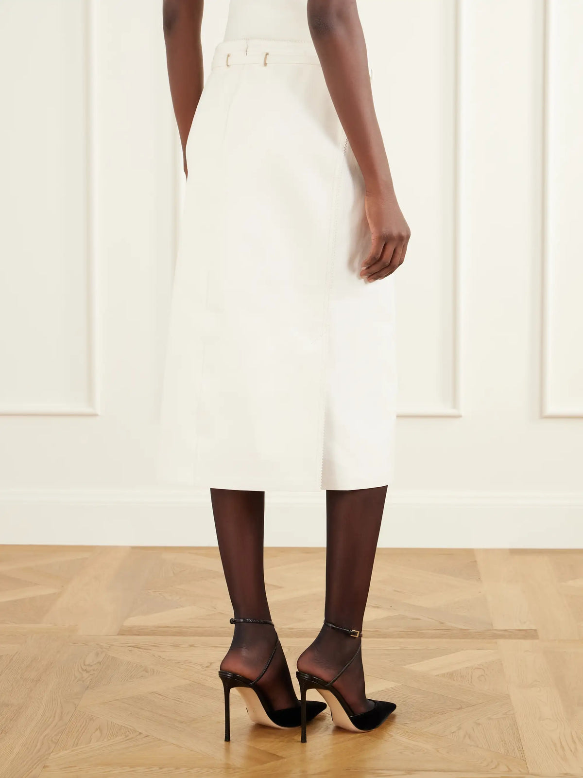 TOM FORD Belted Leather Midi Skirt