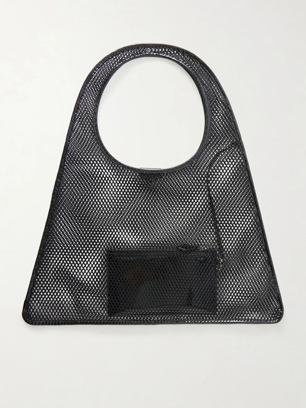 Leather-trimmed Crocheted Shoulder Bag