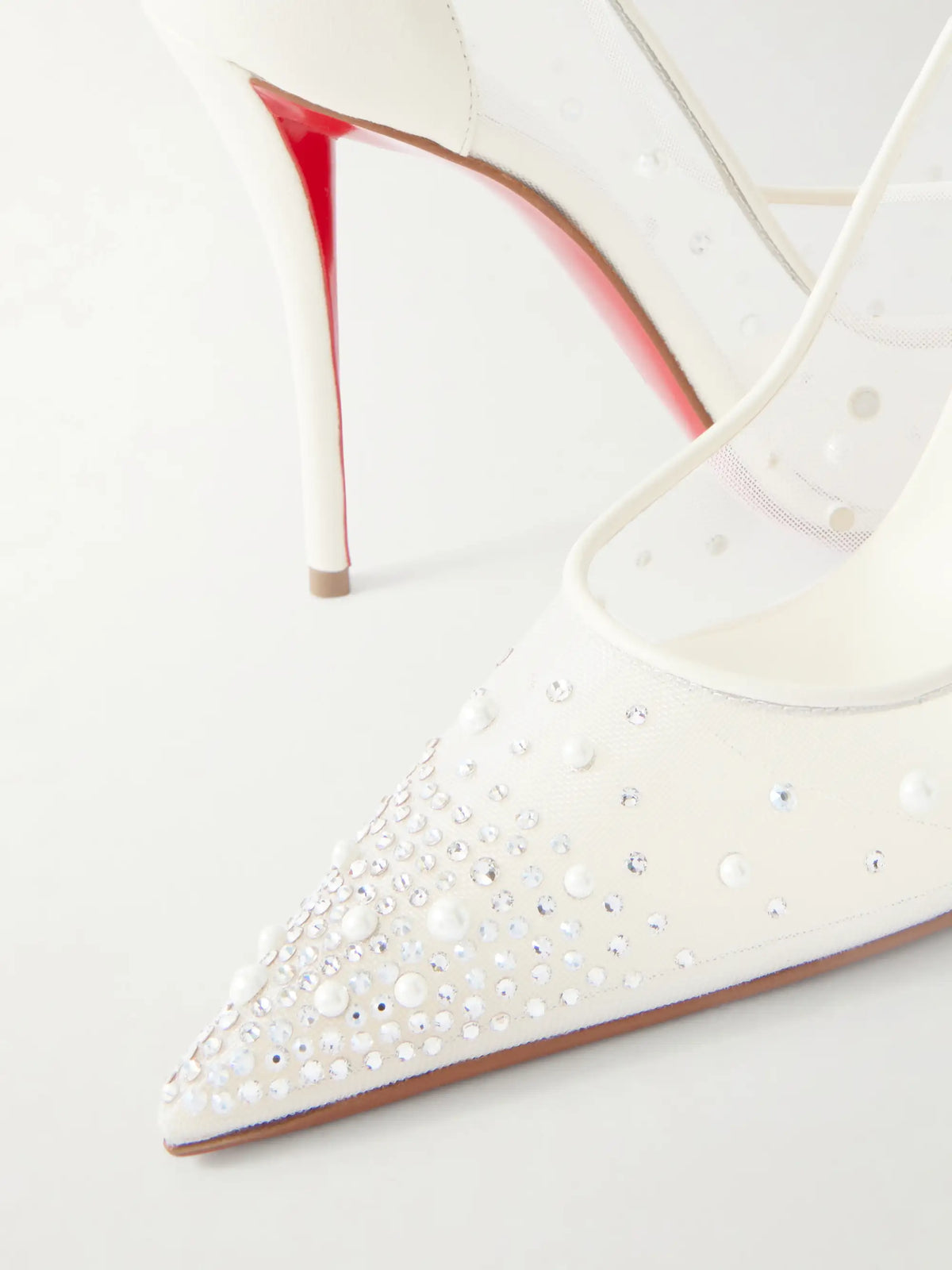 Miss Z Degrastrass Perla 100 Embellished Leather-trimmed Mesh Pumps