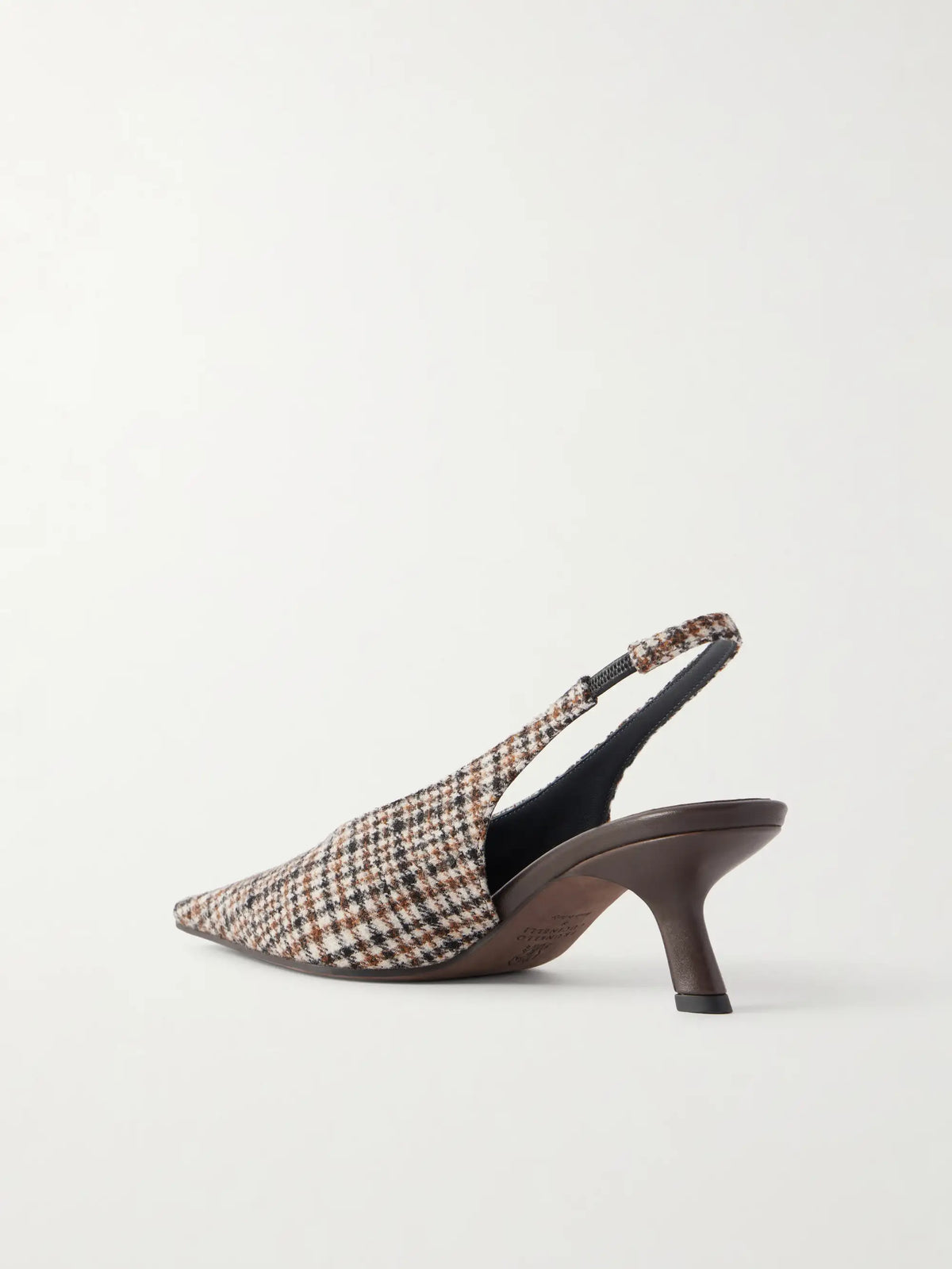 Checked Wool Slingback Pumps