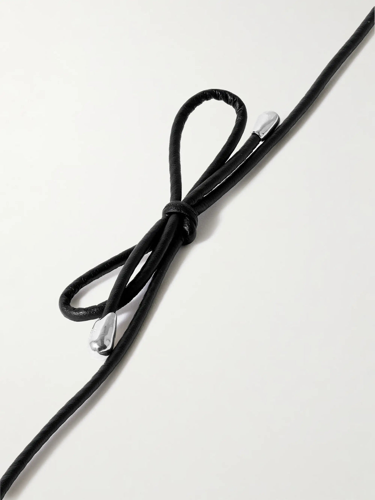 Large Full Moon Cord, Onyx And Silver Necklace