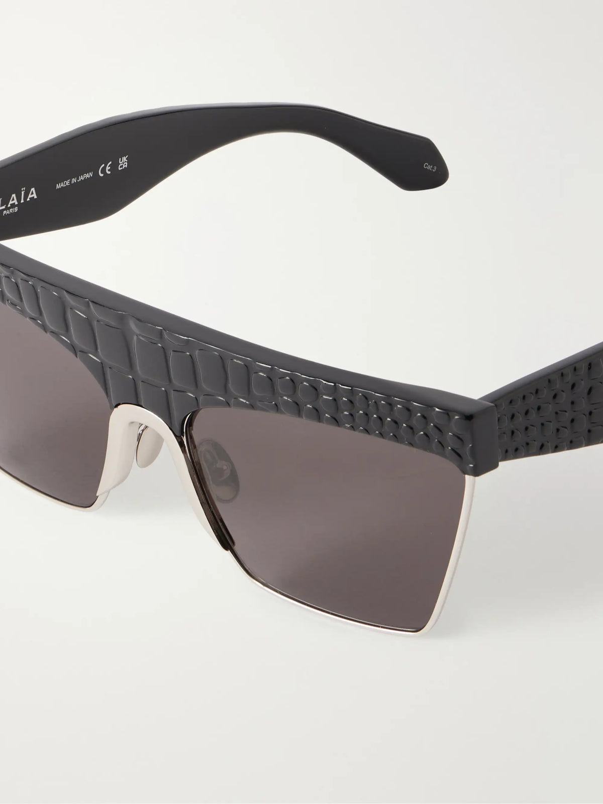 Alaïa D-frame Croc-effect Recycled-acetate And Silver-tone Metal Sunglasses