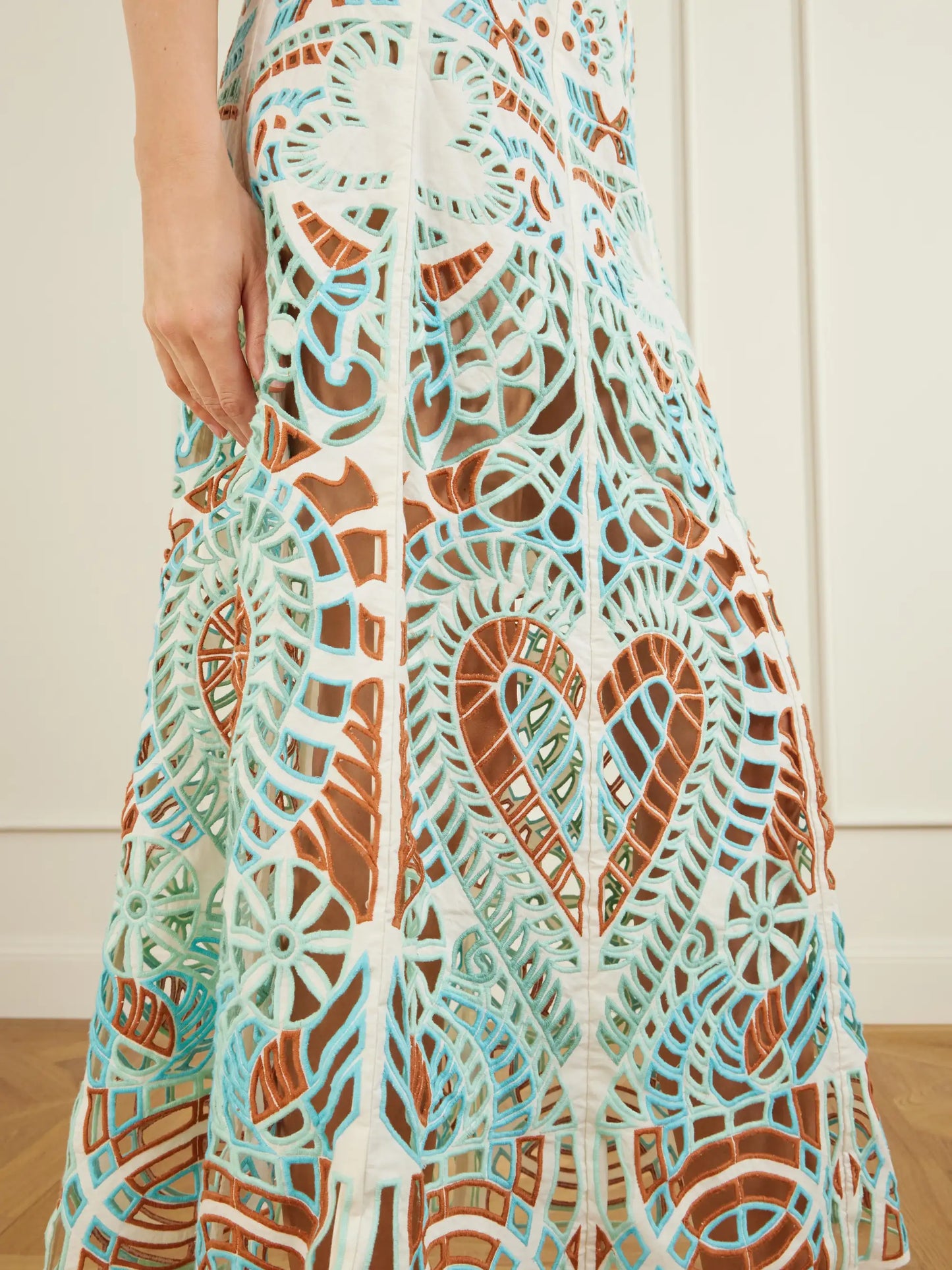 Rita Brisé Mare Broderie Anglaise Cotton Midi Skirt