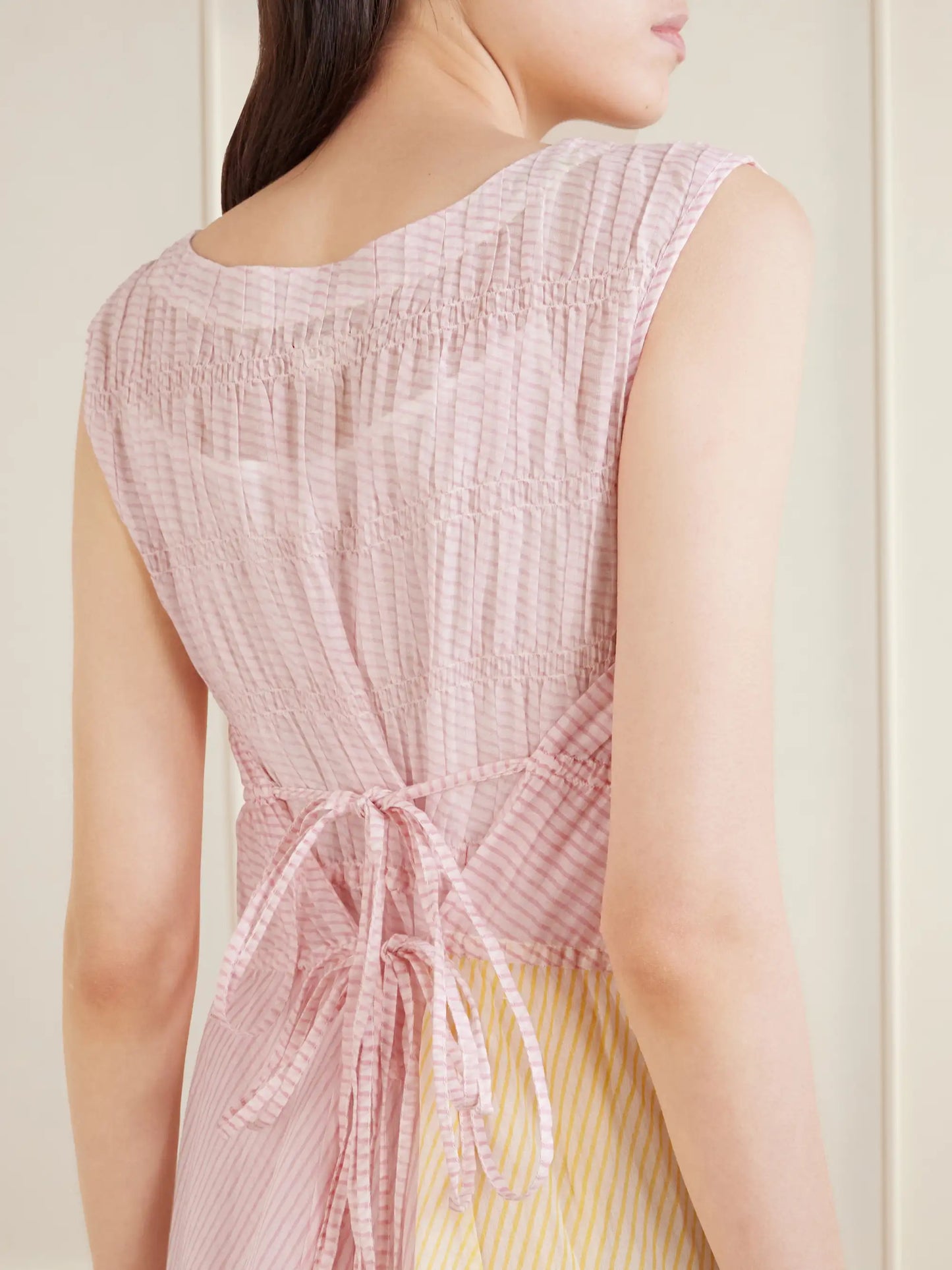 Ember Tie-detailed Striped Cotton Silk Dress