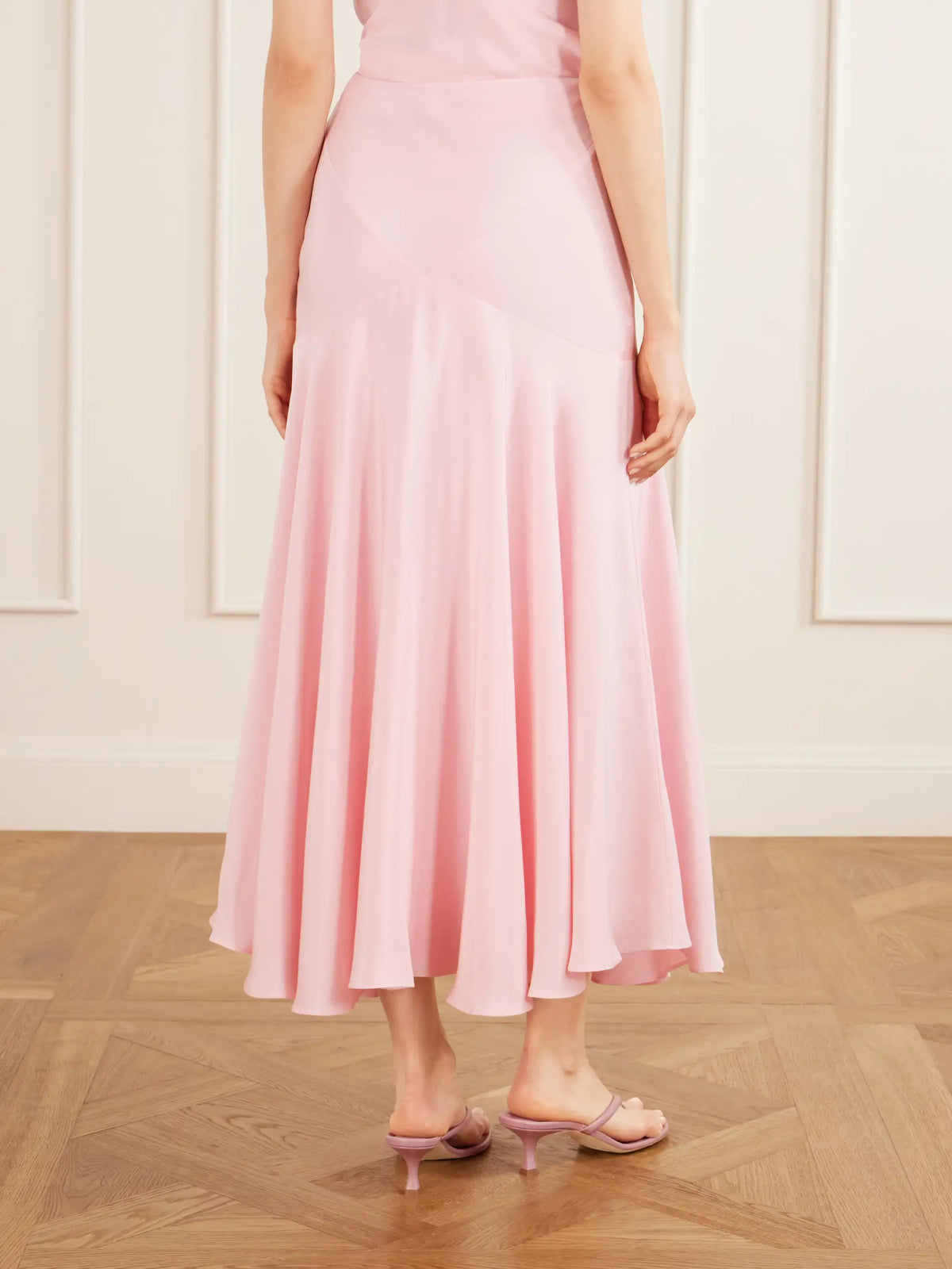 Draped Silk-crepe Midi Skirt
