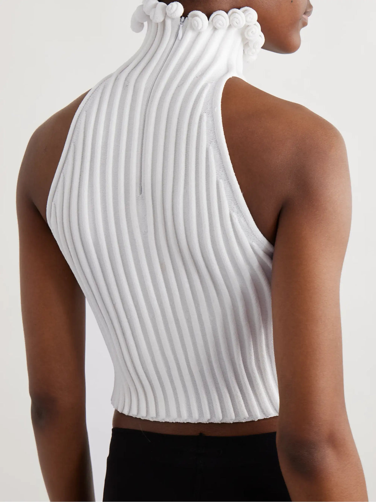 Alaïa Cropped Ribbed-knit Top