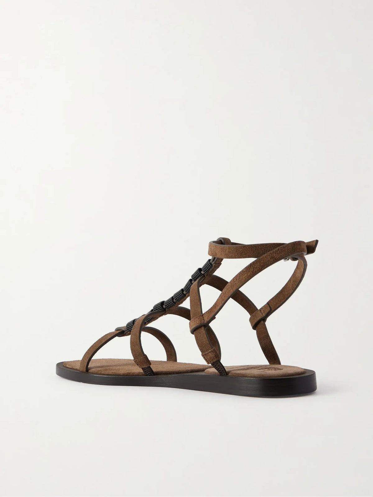 Bead-embellished Suede Slingback Sandals