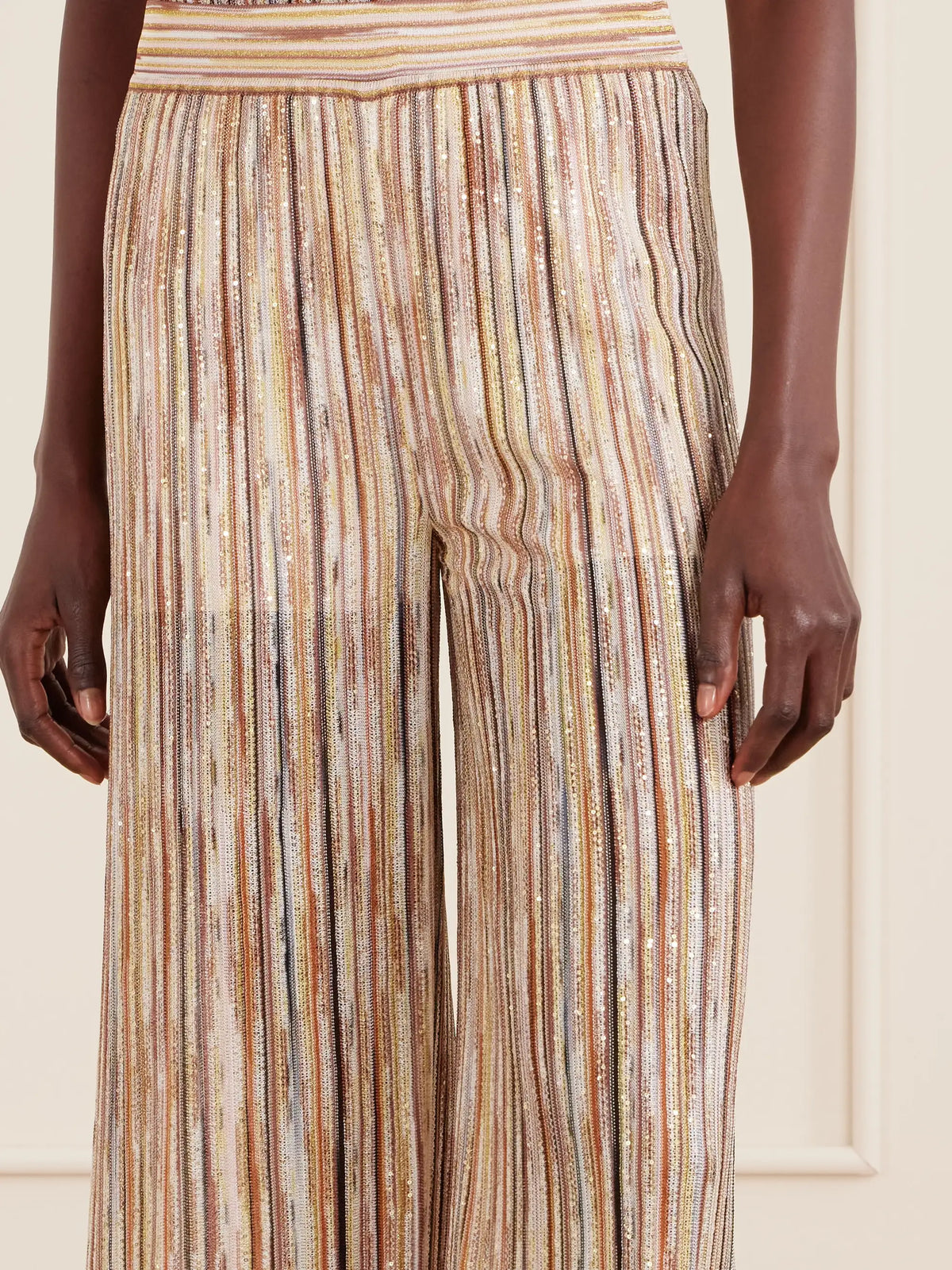 Mare Embellished Metallic Crochet-knit Wide-leg Pants