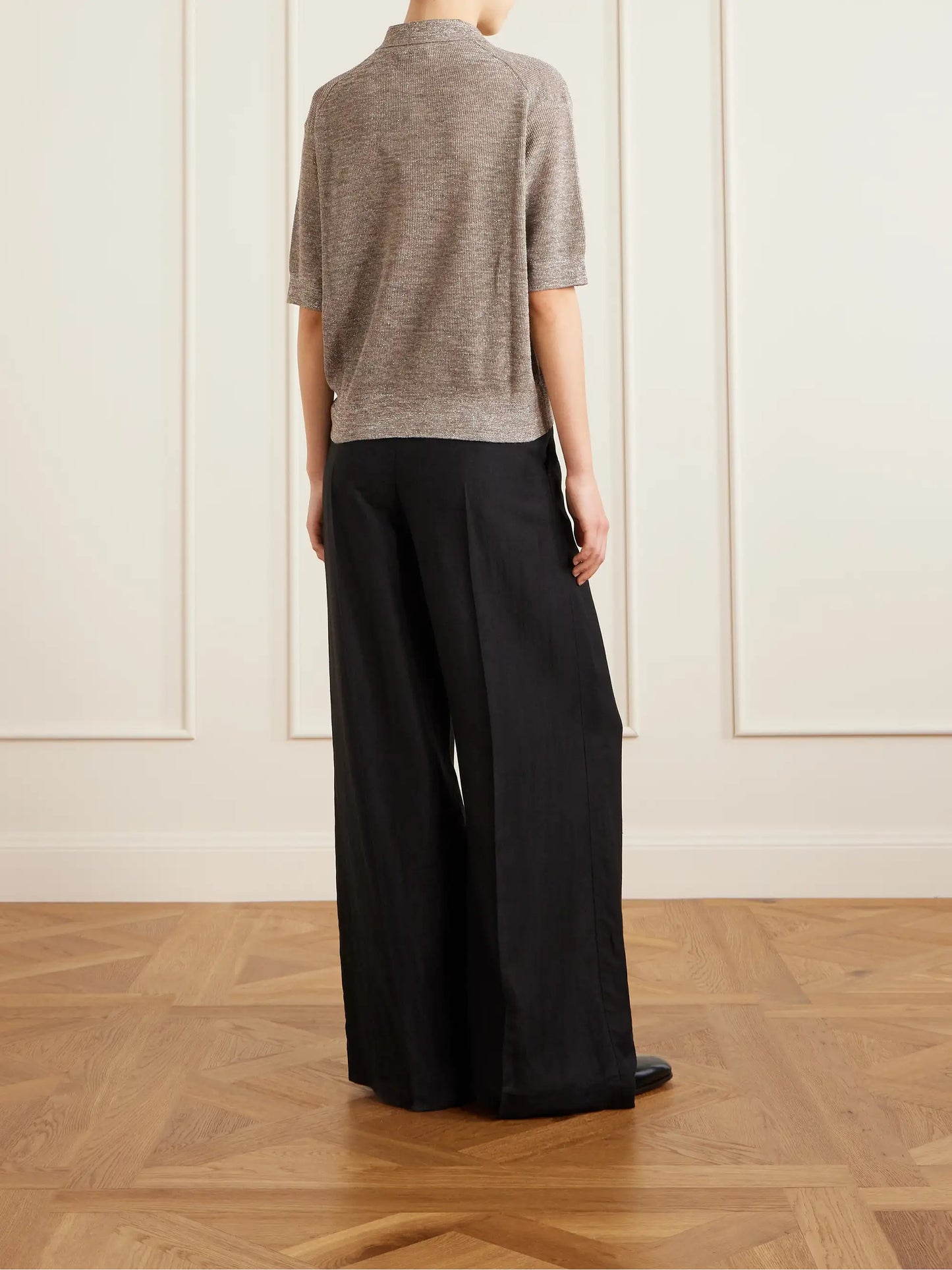 Metallic-knit Polo Shirt