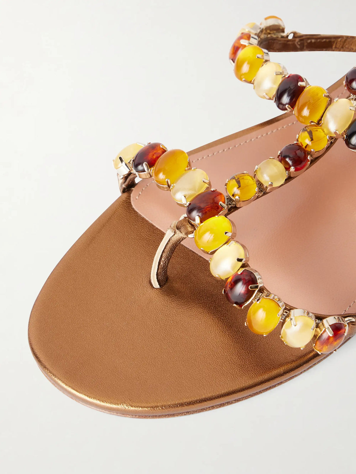 Mystic Stone Embellished Leather Sandals