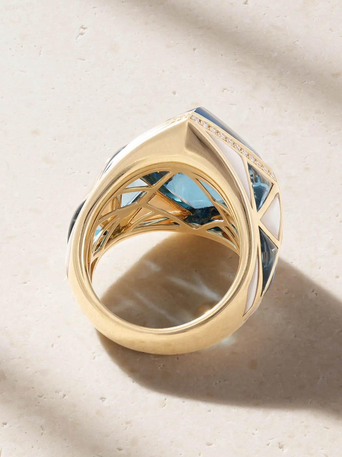 18-karat Gold Topaz, Diamond And Mother-of-pearl Ring