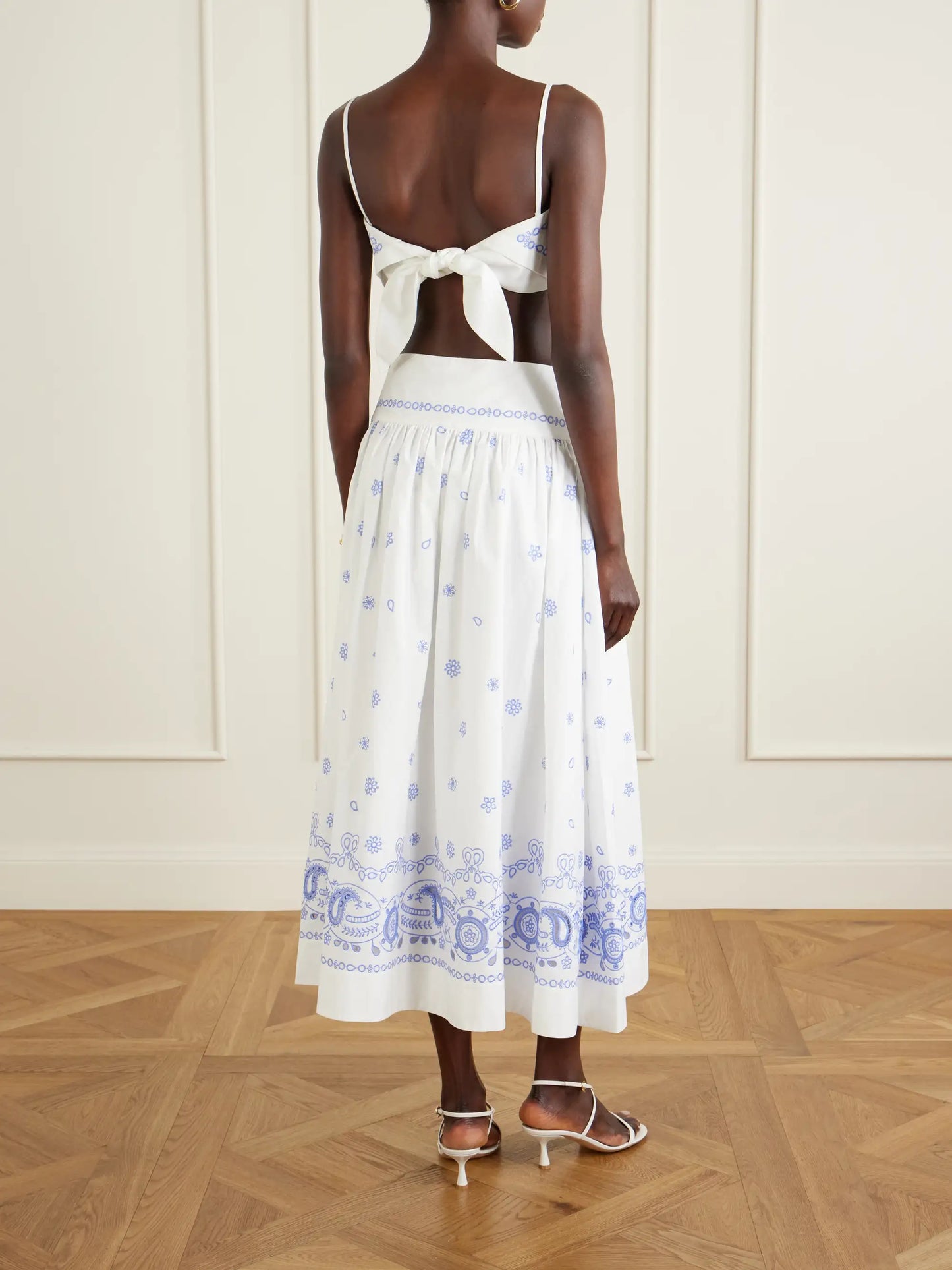 Asymmetric Embroidered Linen And Cotton-blend Top