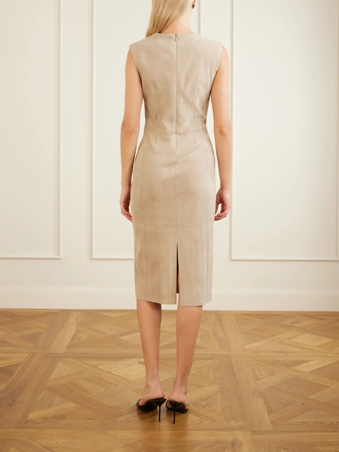 Eva Paneled Suede Midi Dress