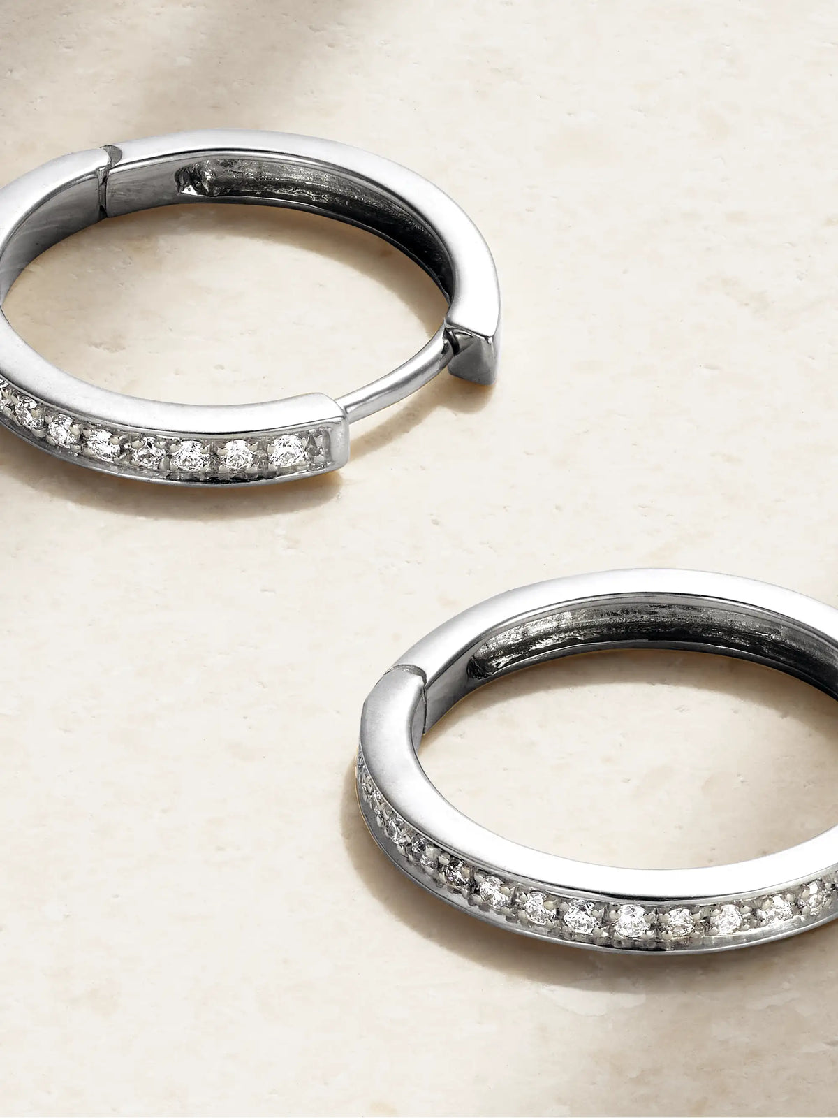 Large 18-karat White Gold Diamond Hoop Earrings