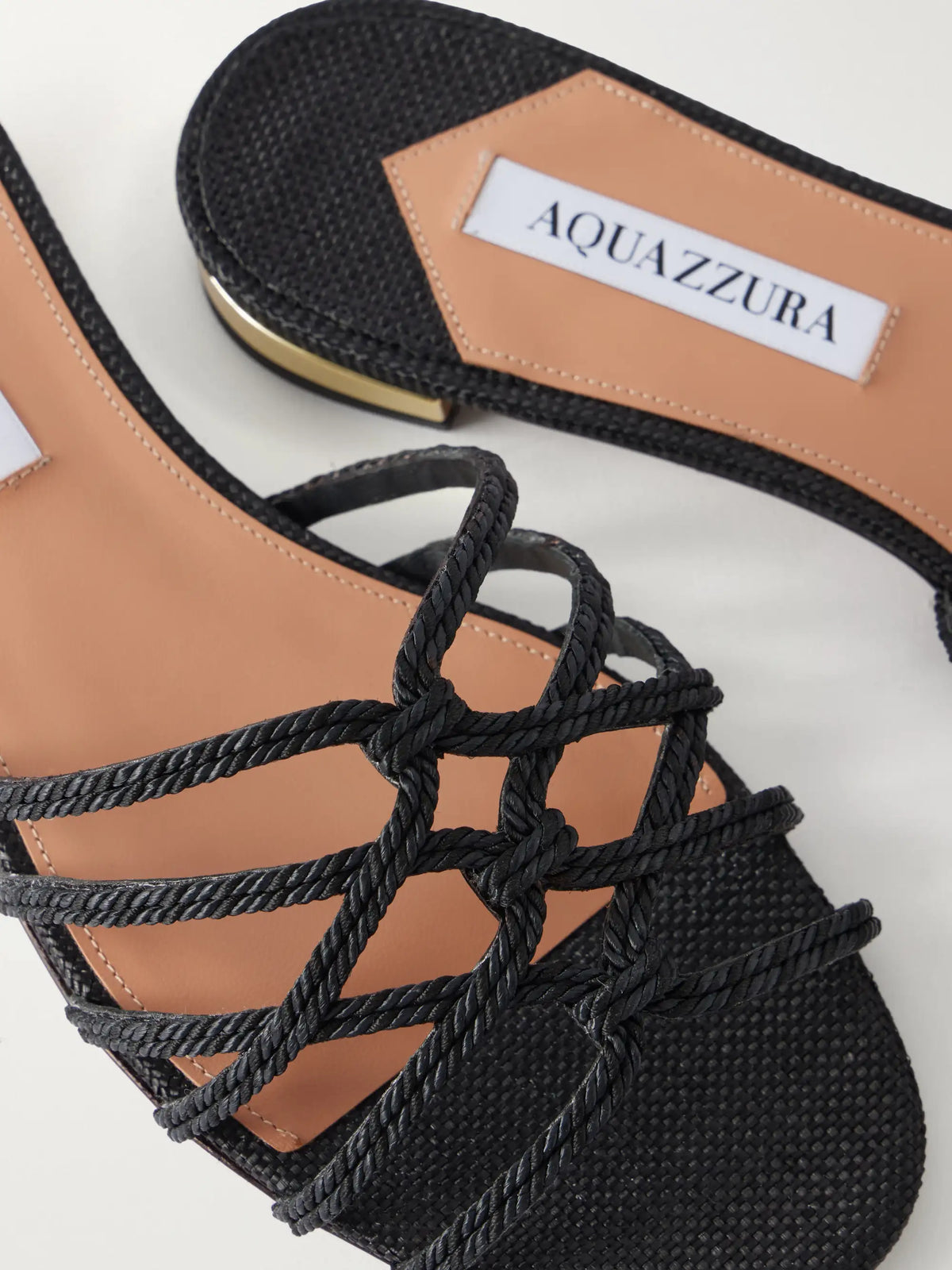 Luna Raffia-trimmed Cord Slides